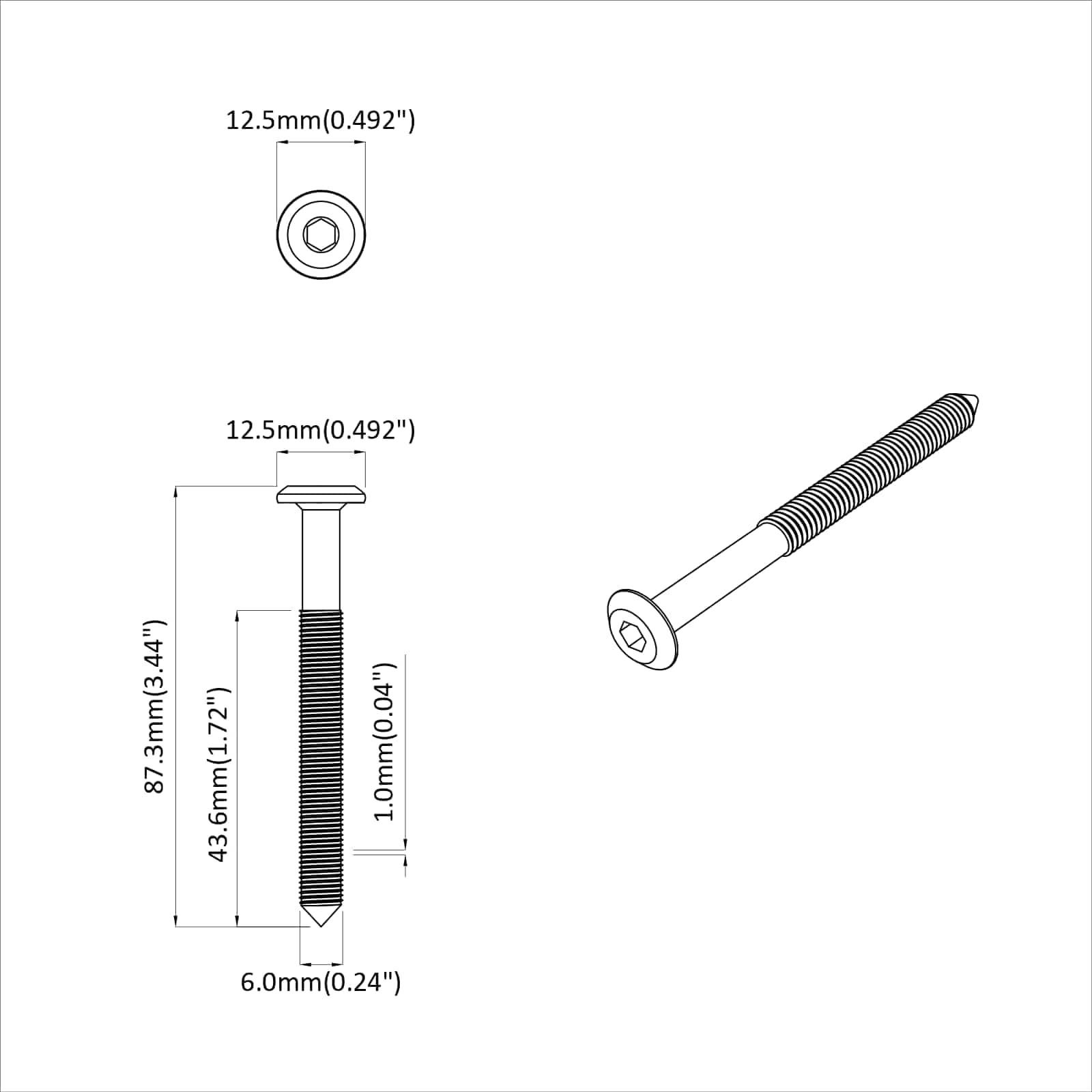 Vijak 12 pcs srebrna M6 x 85 mm Jeklo - slika 6