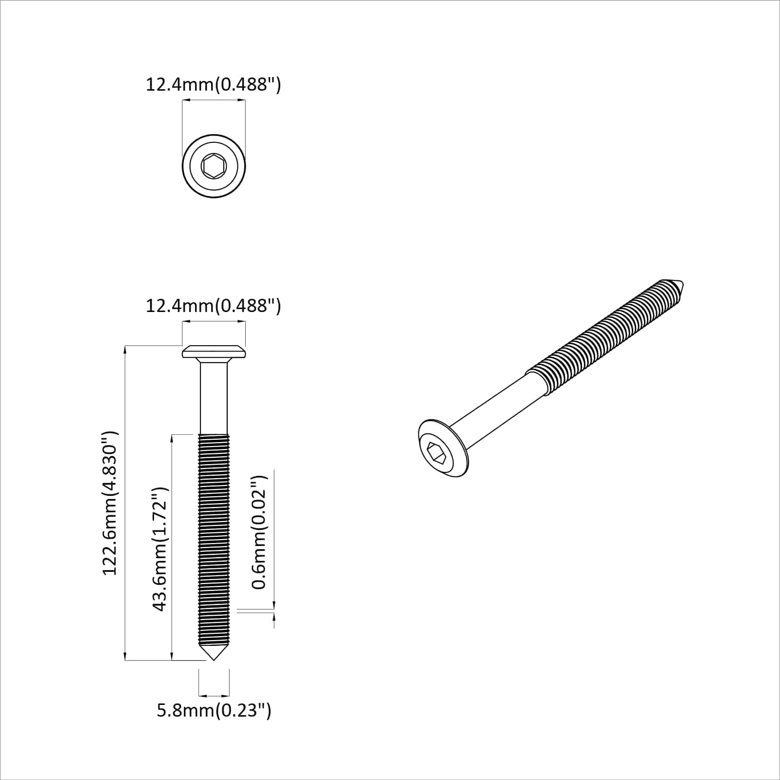 Vijak 2 pcs srebrna M6 x 120 mm Jeklo - slika 6