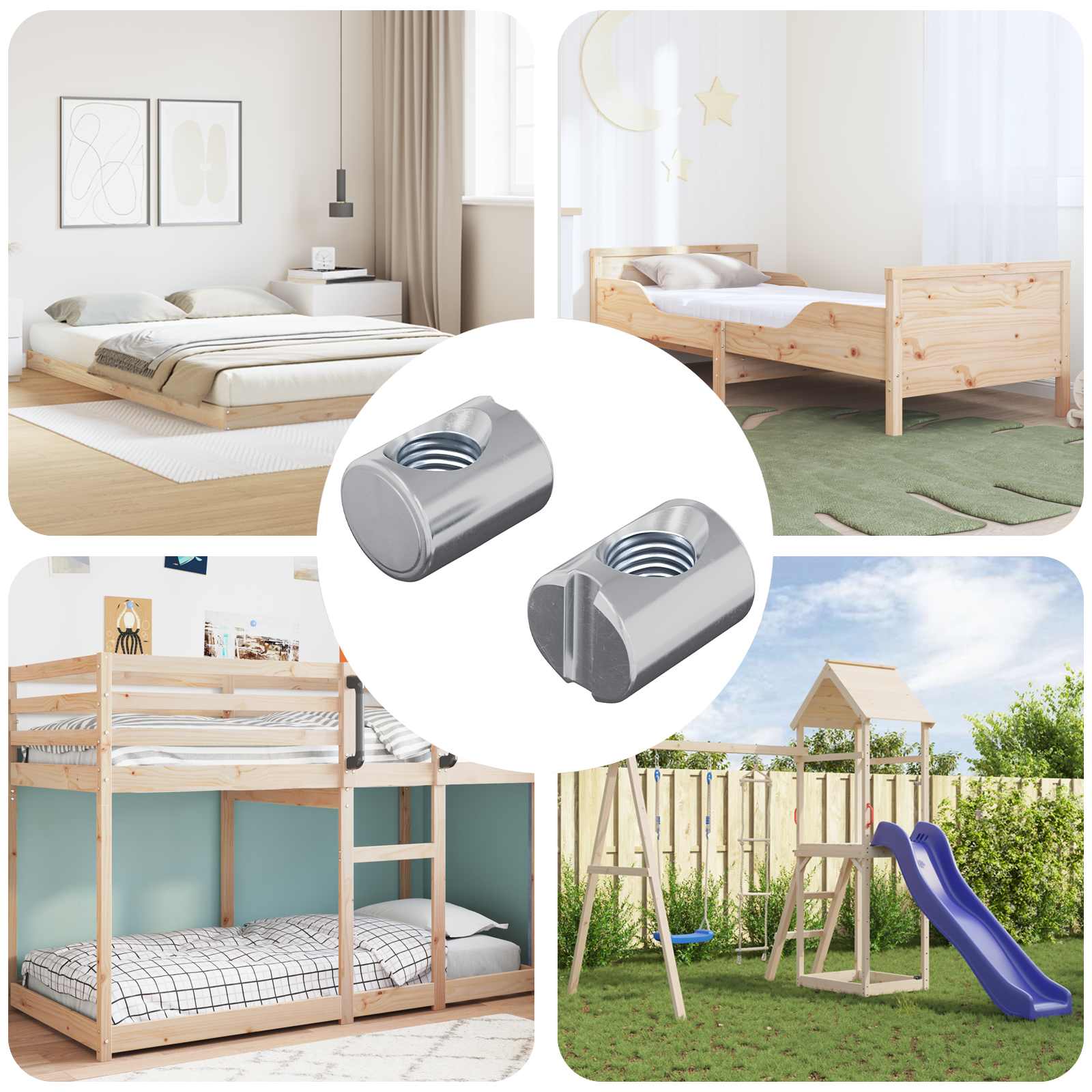 Thumbnail - vidaXL Zylindermuttern 2 pcs Silber M6 x 13 mm Metall