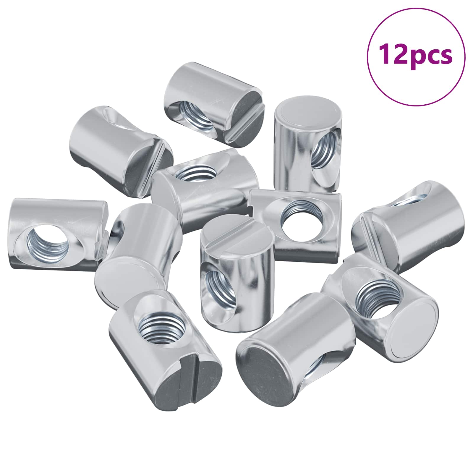 Thumbnail - vidaXL Möbelzylinder-Mutter 12 pcs Zink-beschichtet M6 x 13 mm Eisen