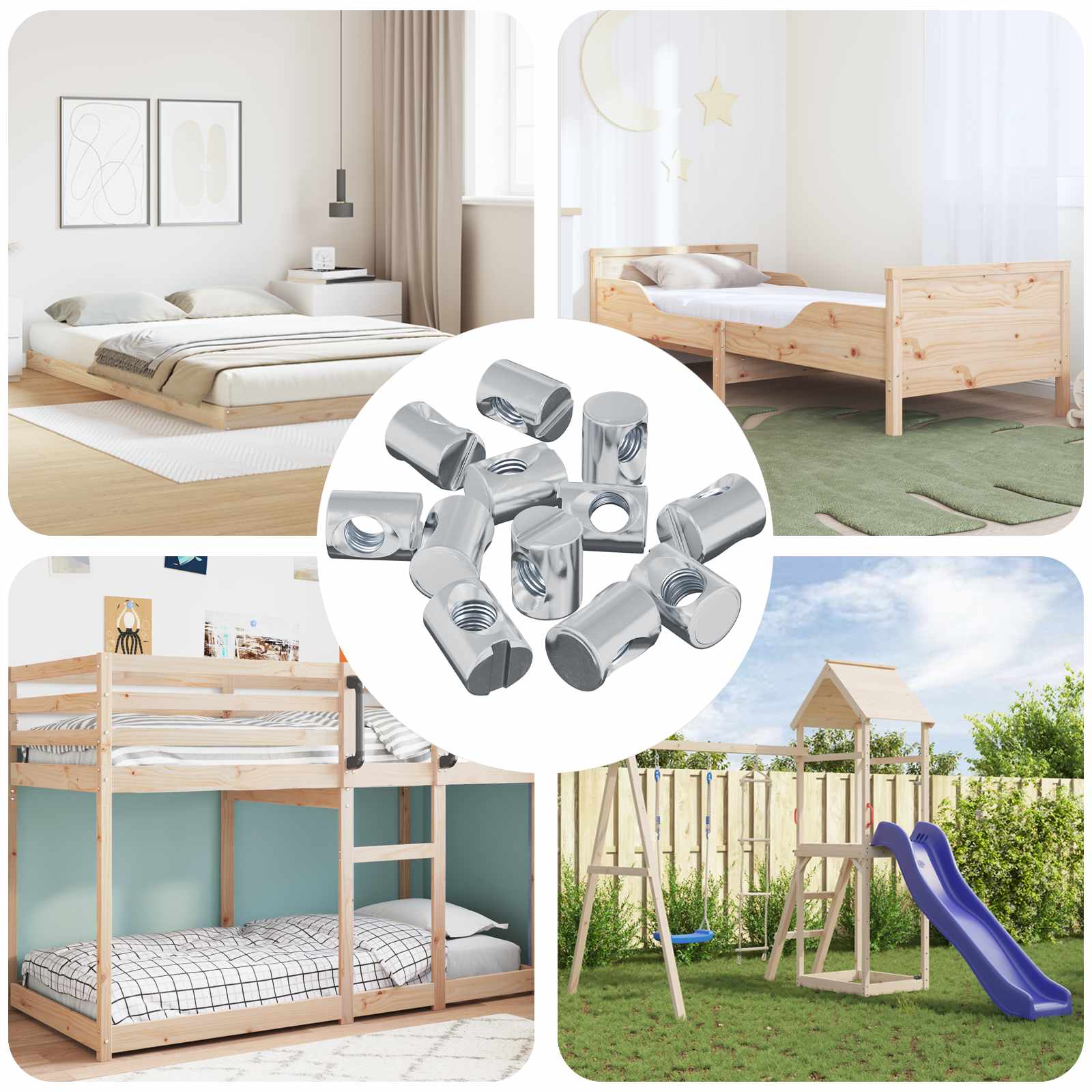 vidaXL Möbelzylinder-Mutter 3462 pcs Zink-beschichtet M6 x 13 mm Eisen