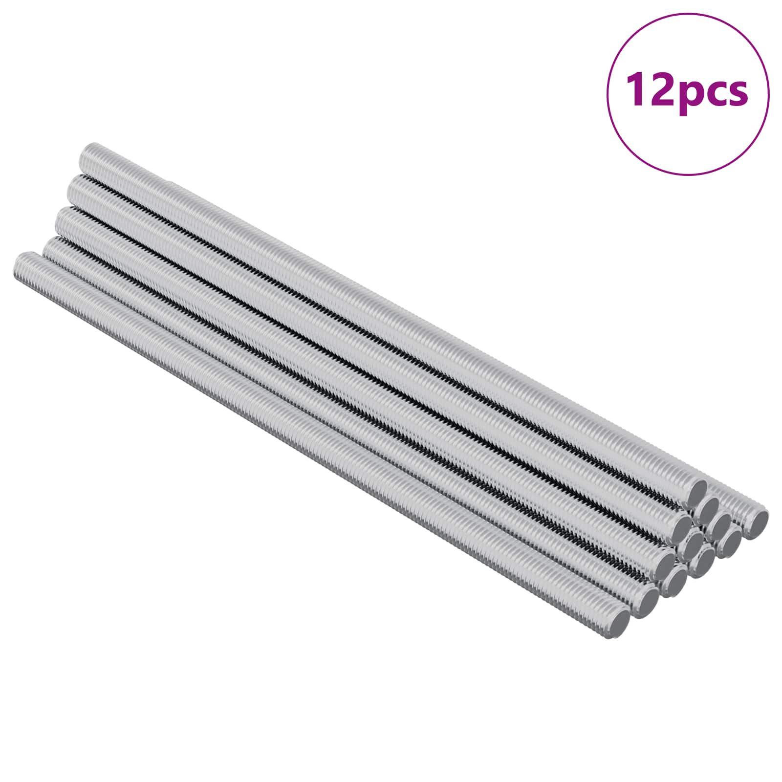 Thumbnail - vidaXL Gewindestange 12 pcs Silber 6 x 135 mm Stahl
