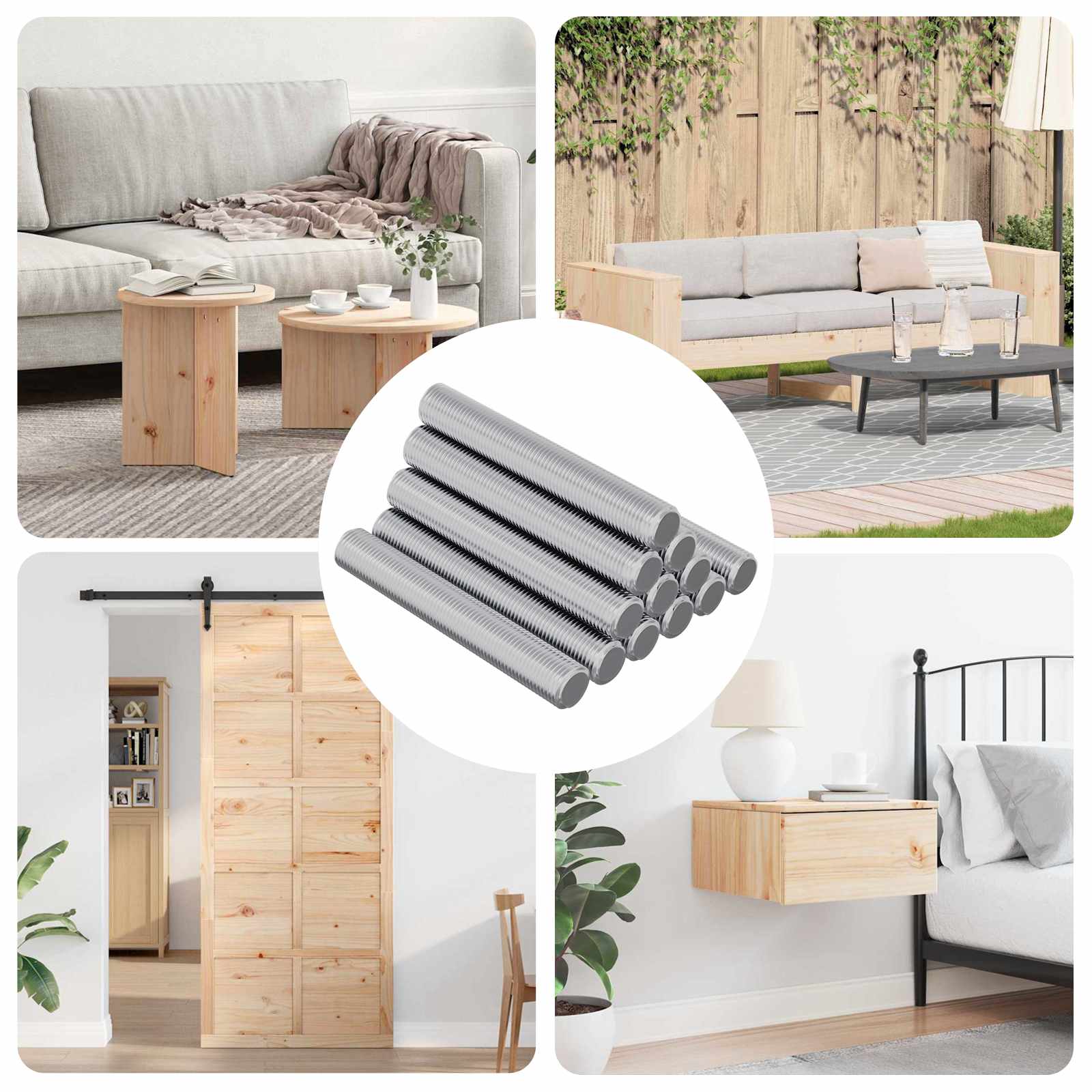 Navojna palica 12 pcs srebrna 8 x 55 mm Jeklo