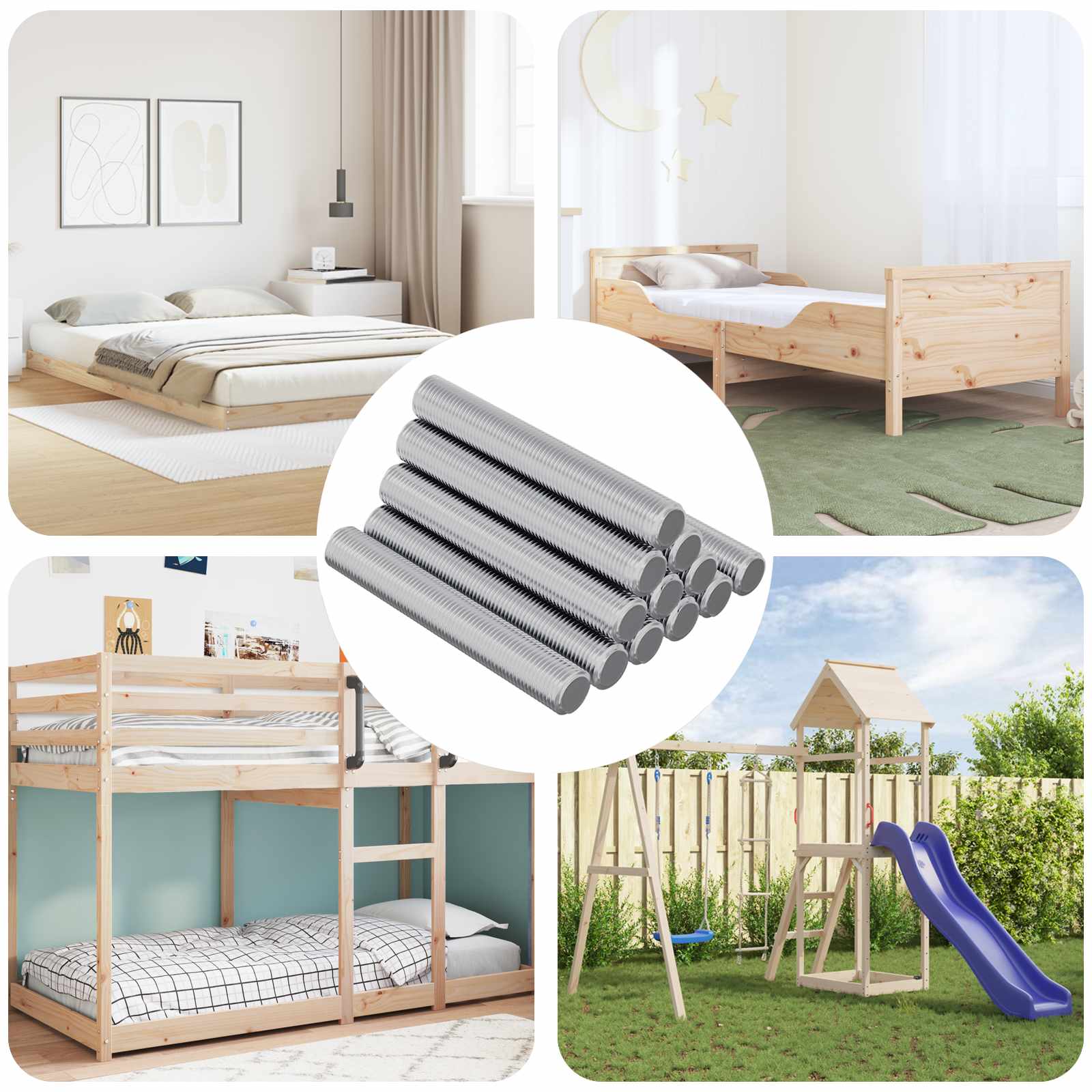 vidaXL Gewindestange 12 pcs Silber 8 x 55 mm Stahl