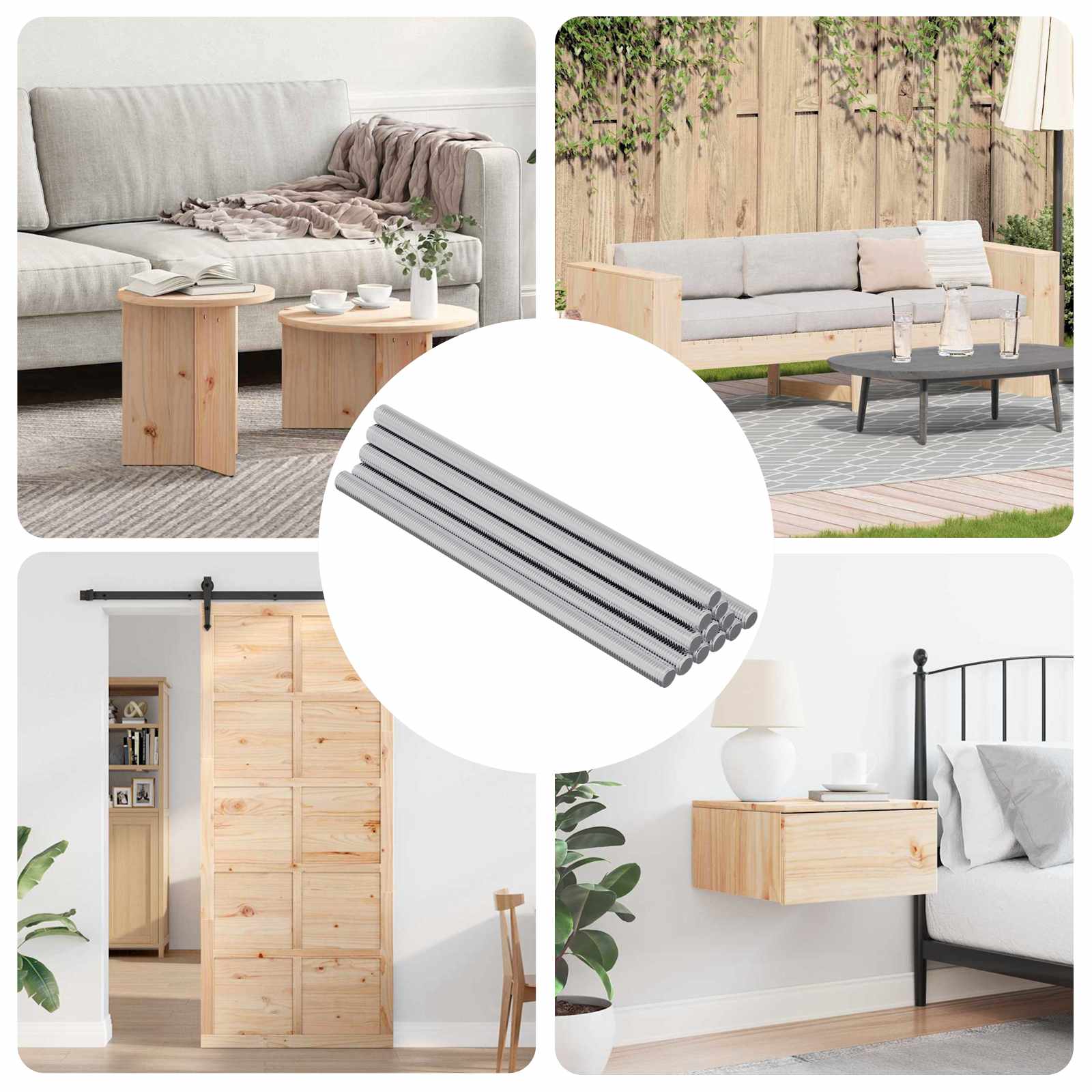 vidaXL Gewindestangen 12 pcs Silber