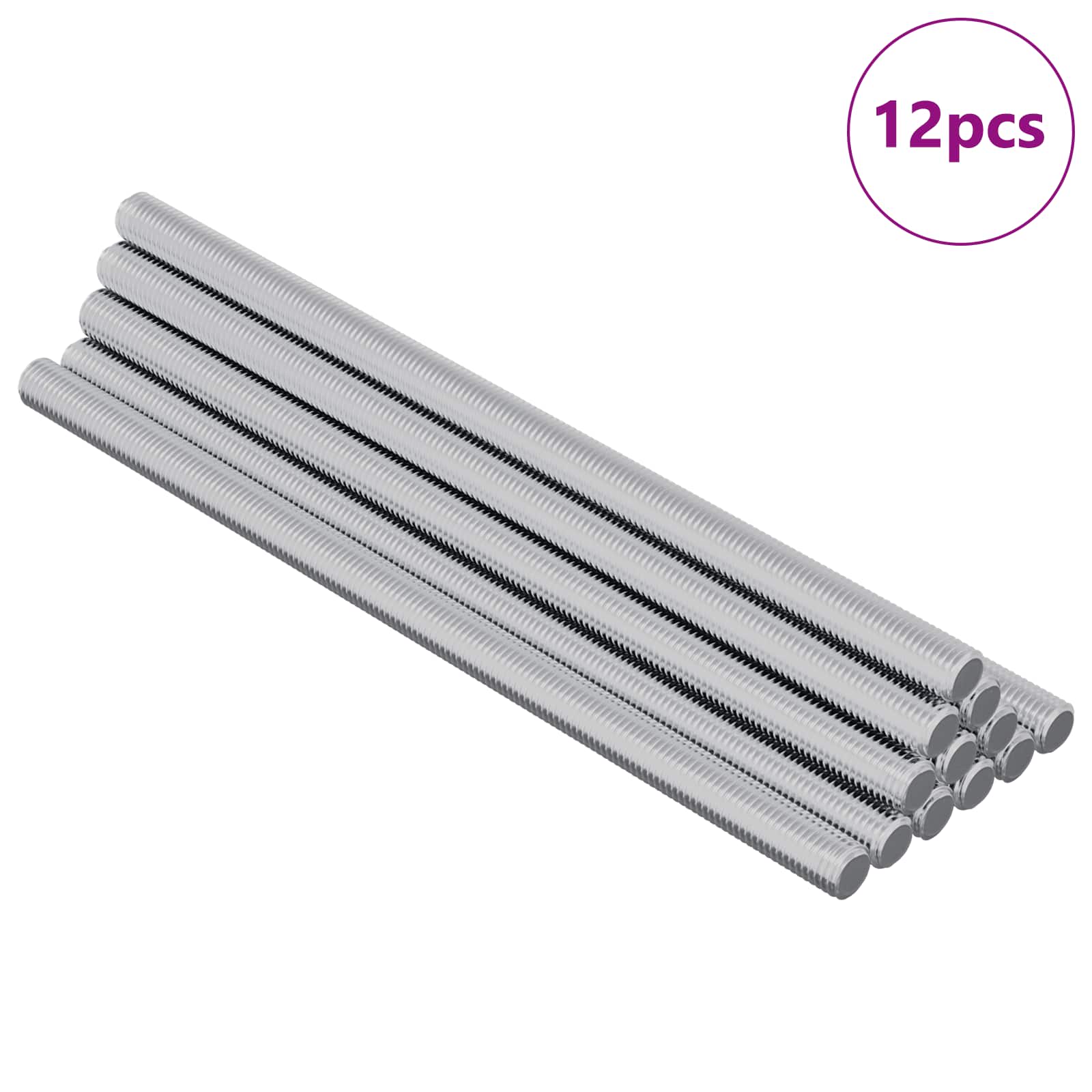 Thumbnail - vidaXL Gewindestangen 12 pcs Silber M6 x 120 mm Metall