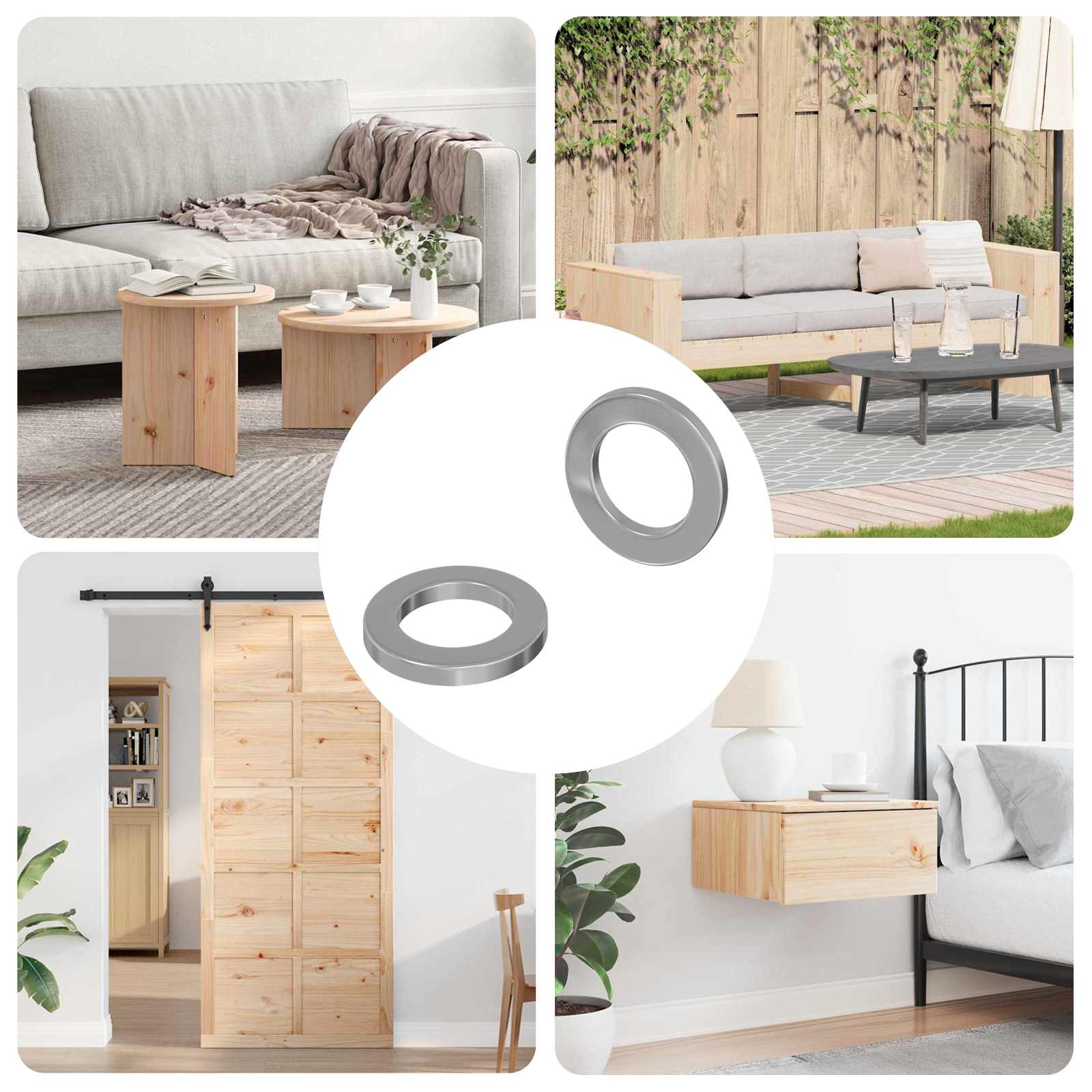 Podložke 2 pcs srebrna 10 x 10 x 1,2 mm Jeklo