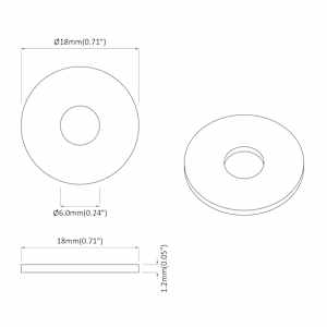 Podložky 2 pcs Stříbrná 18 x 18 x 1,2 mm Železo - obrázek 6