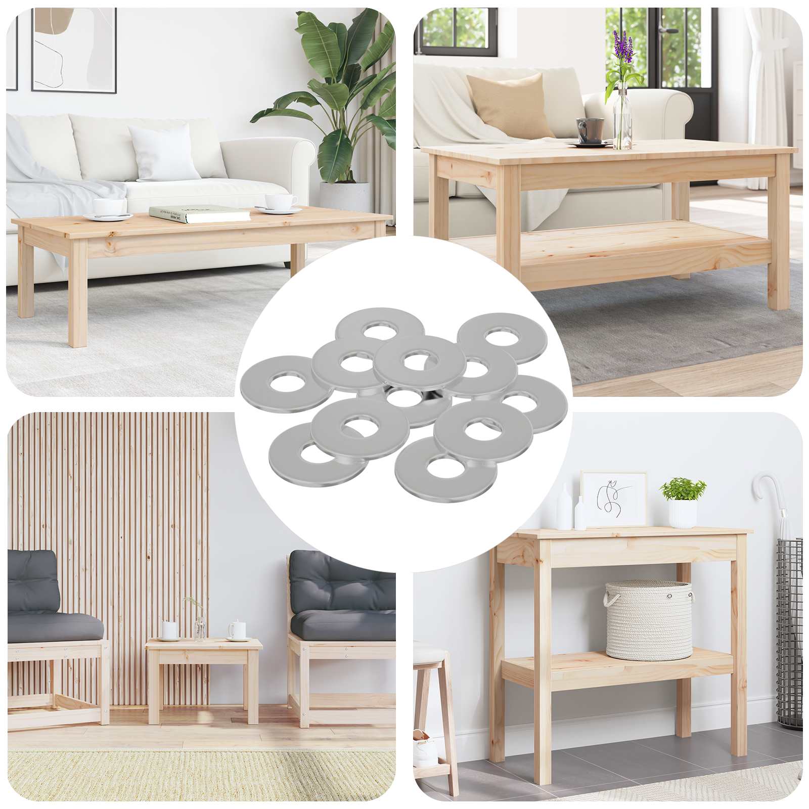 vidaXL Unterlegscheiben 12 pcs Silber 12 x 12 x 1,2 cm Eisen