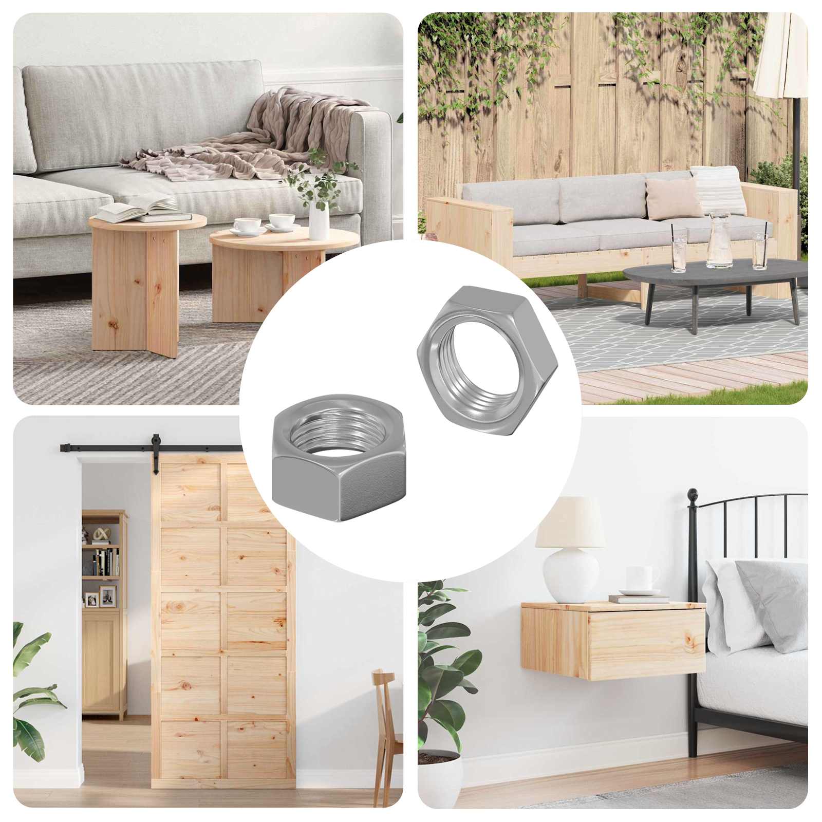 vidaXL Sechskantmuttern 2 pcs Silber M6 Stahl