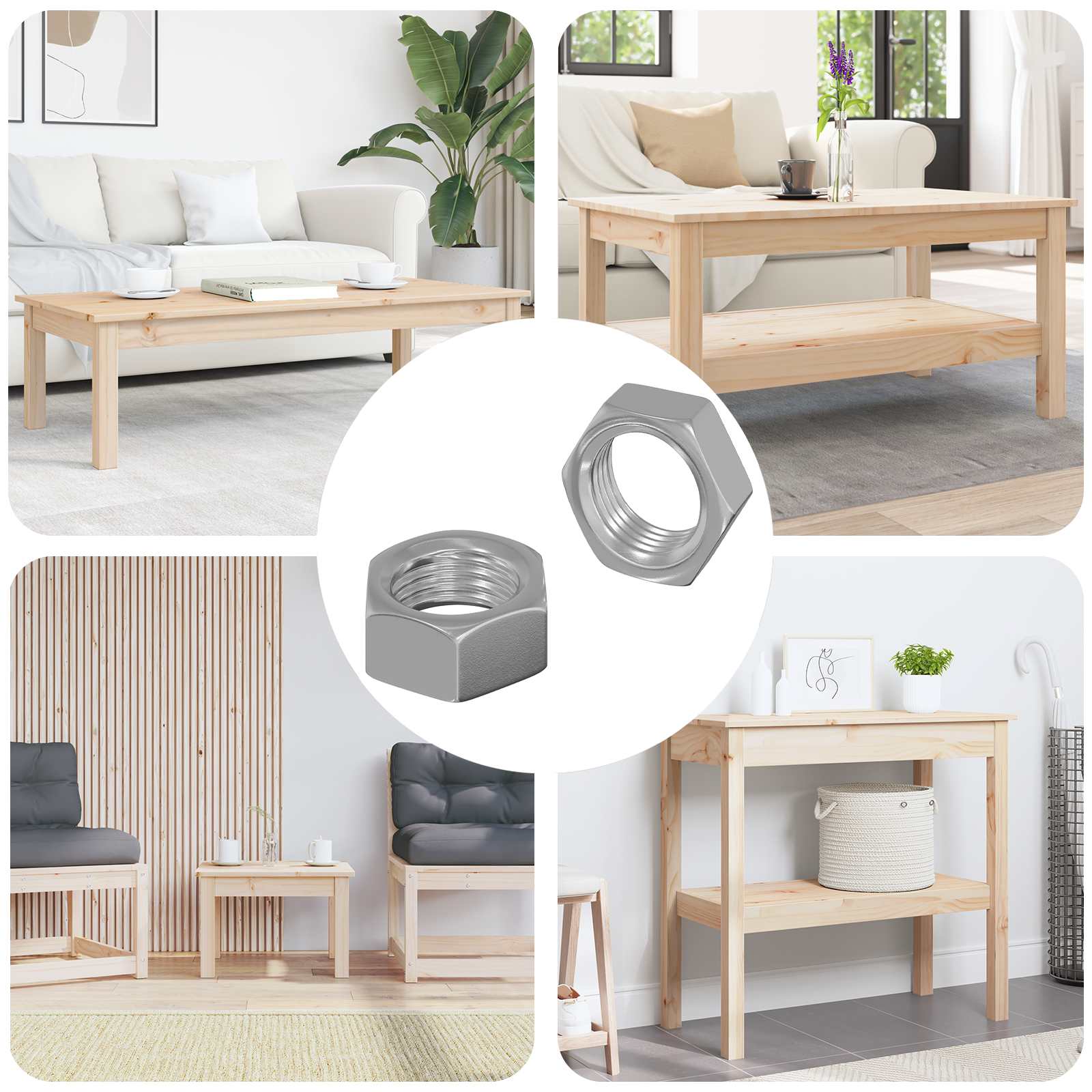 vidaXL Sechskantmuttern 2 pcs Silber M6 Stahl