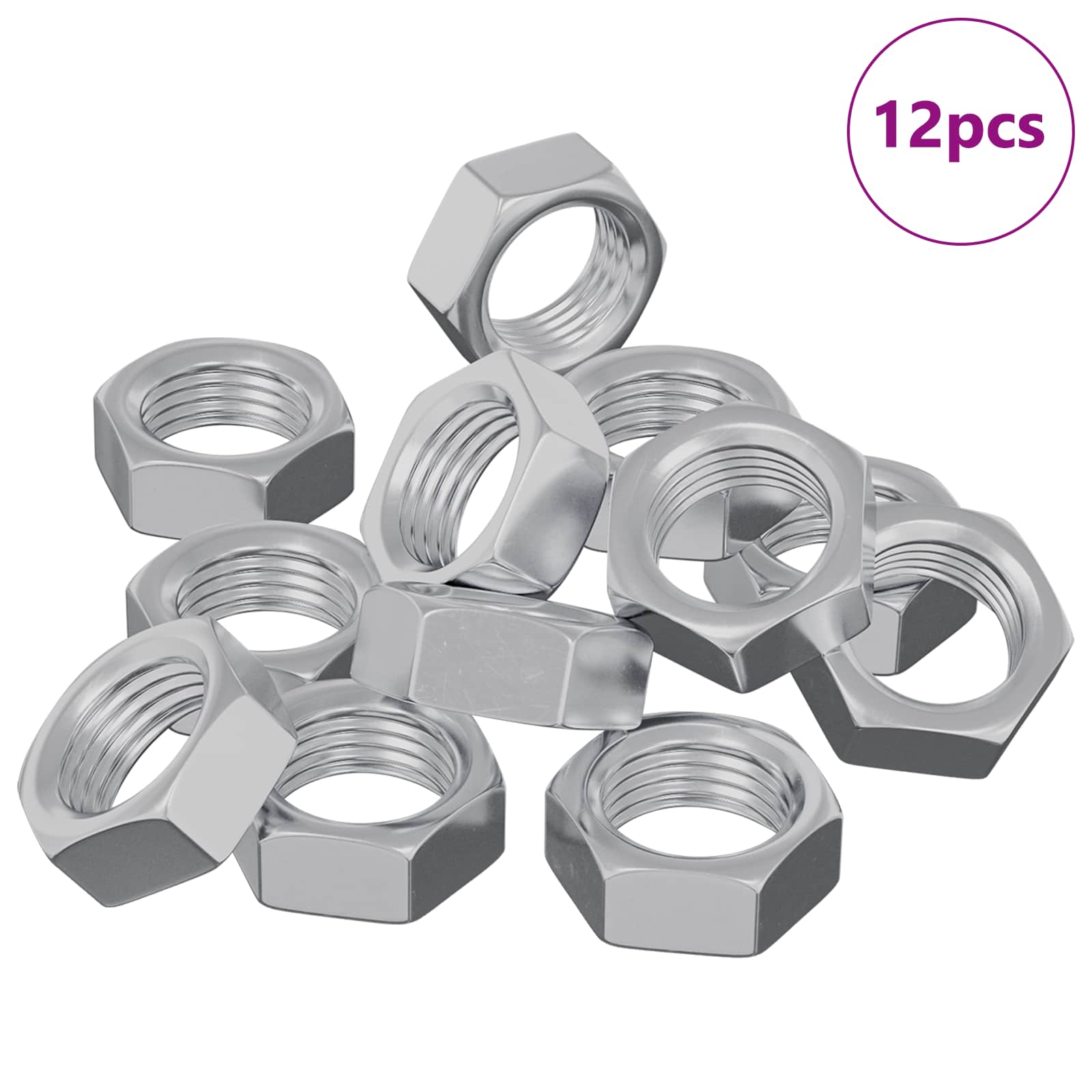 vidaXL Sechskantmuttern 12 pcs Silber M6 Eisen