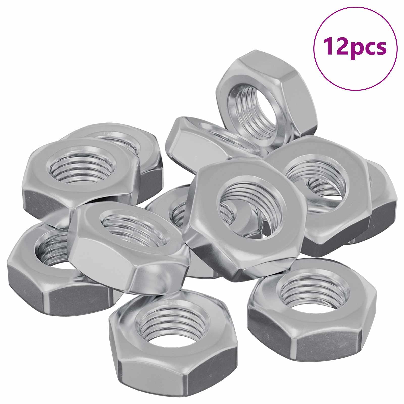 Thumbnail - vidaXL Sechskantmuttern 12 pcs Silber M8 Eisen
