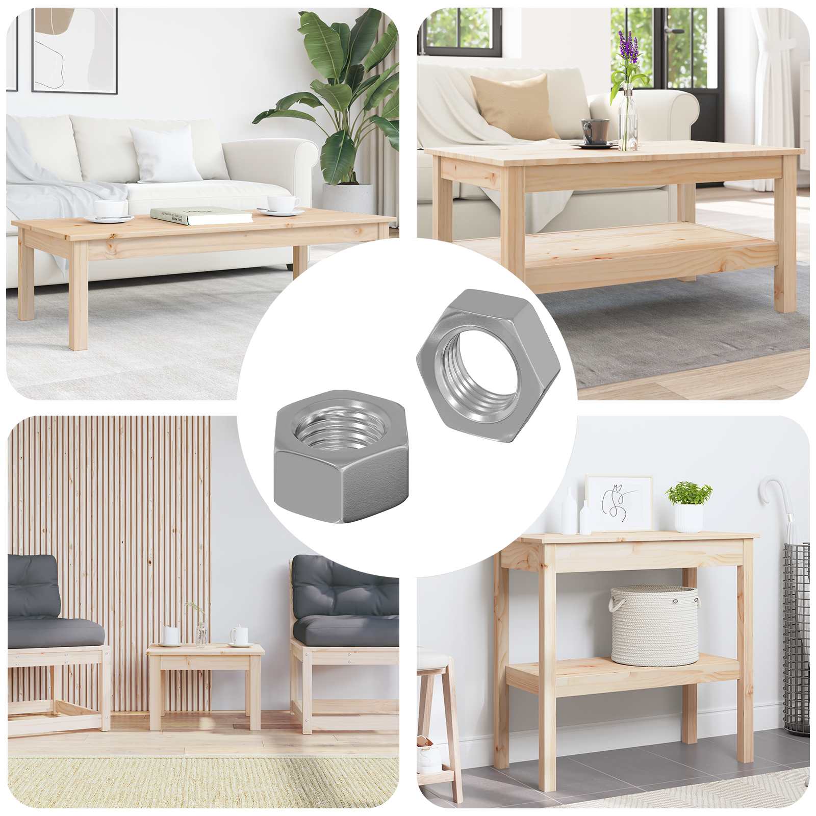 vidaXL Sechskantmutter 2 pcs Silber M6 Eisen