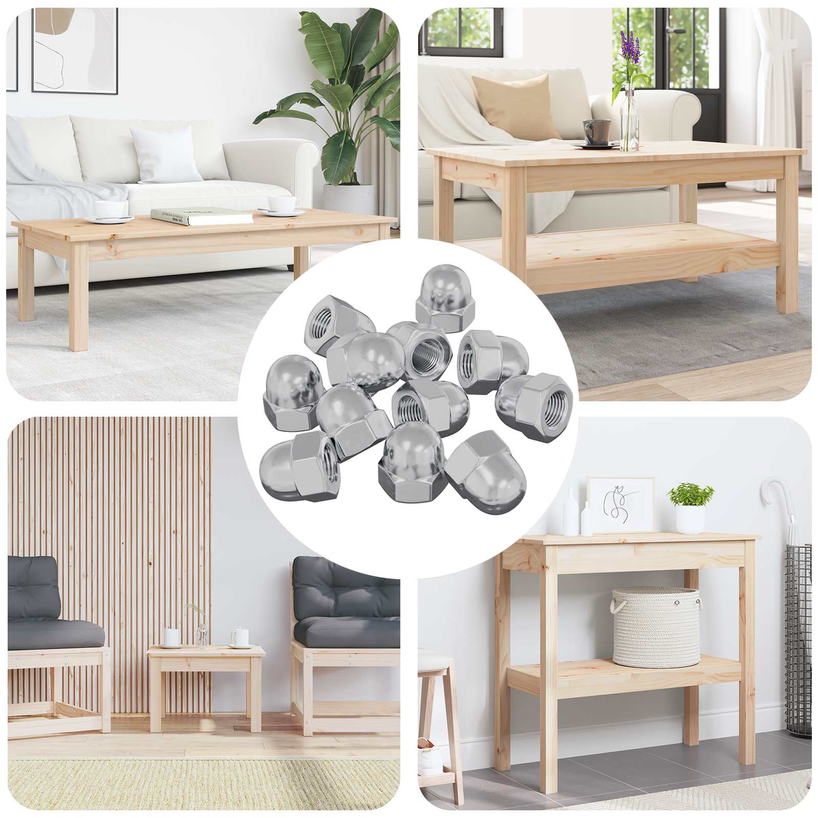 vidaXL Eichelmuttern 3913 pcs Silber Eisen