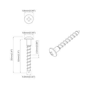 Šroub 2 pcs Stříbrná 9,8 x 35 mm Železo - obrázek 6
