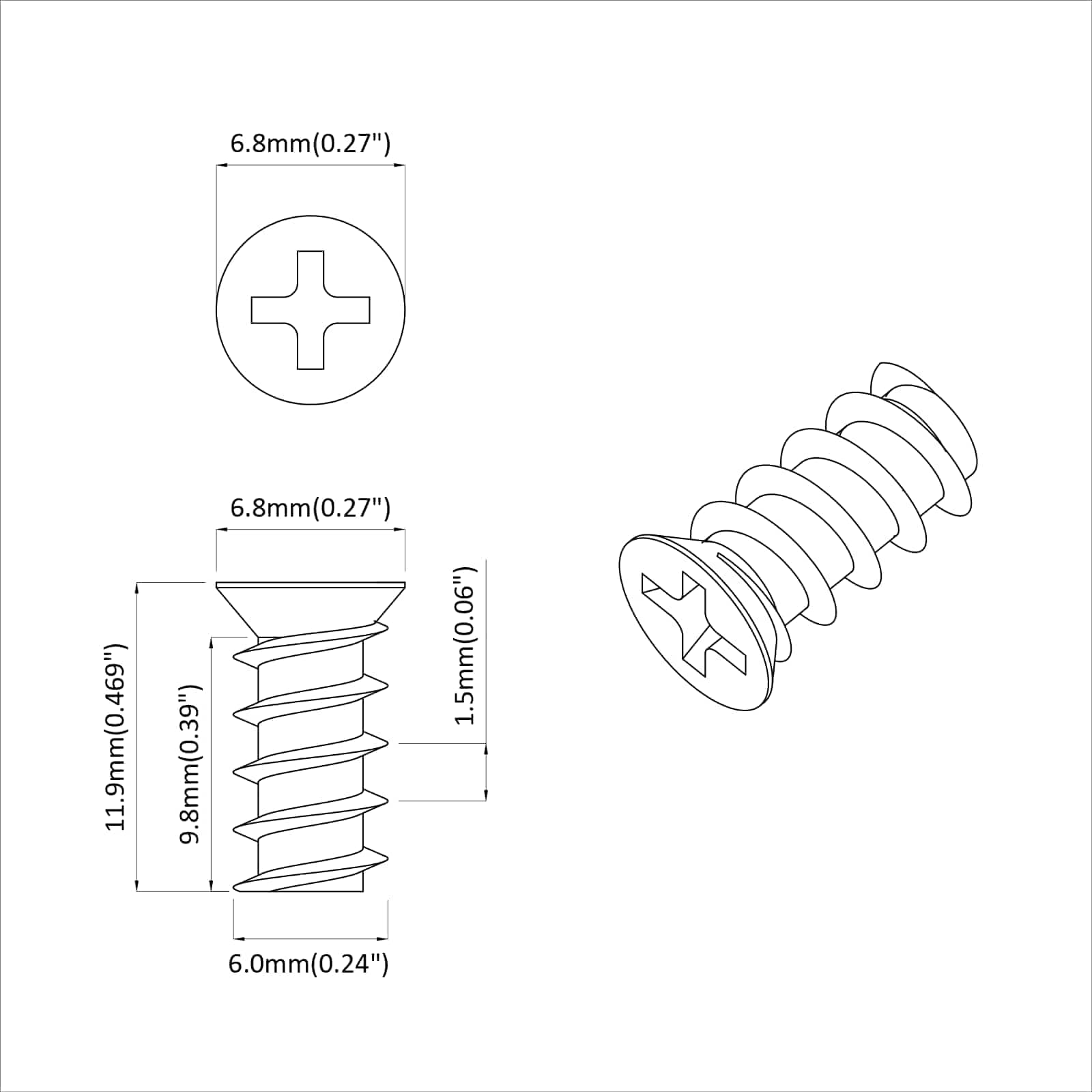Vijak 10909 pcs srebrna M6 x 12 mm elezo - slika 6