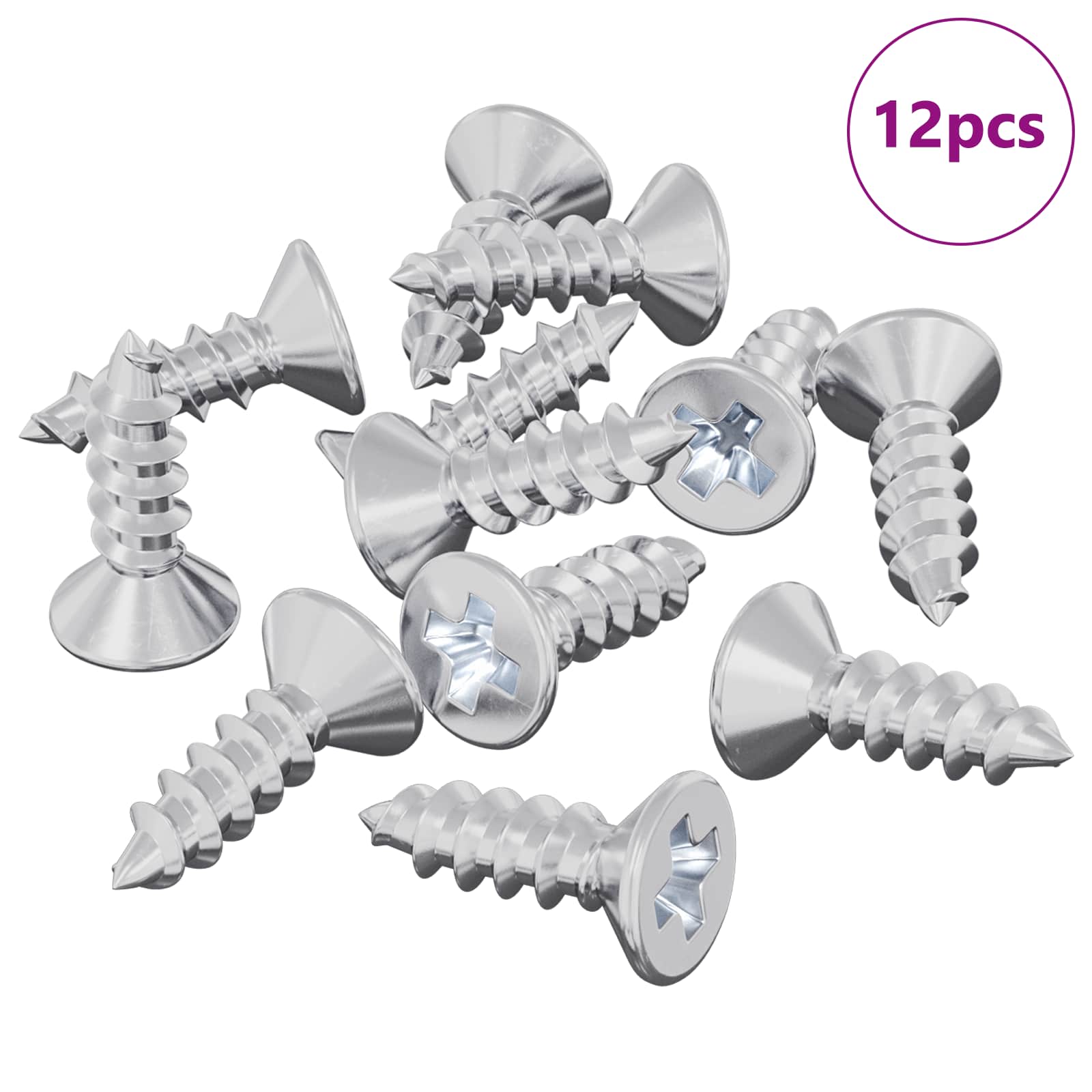 Thumbnail - vidaXL Senkschraube 12 pcs Silber 4 x 12 mm Eisen