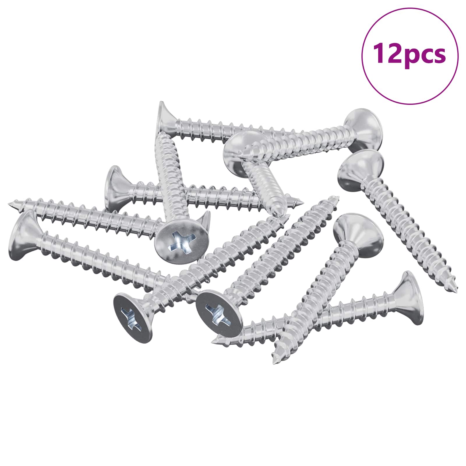 Thumbnail - vidaXL Senkschraube 12 pcs Silber 4 x 12 mm Eisen