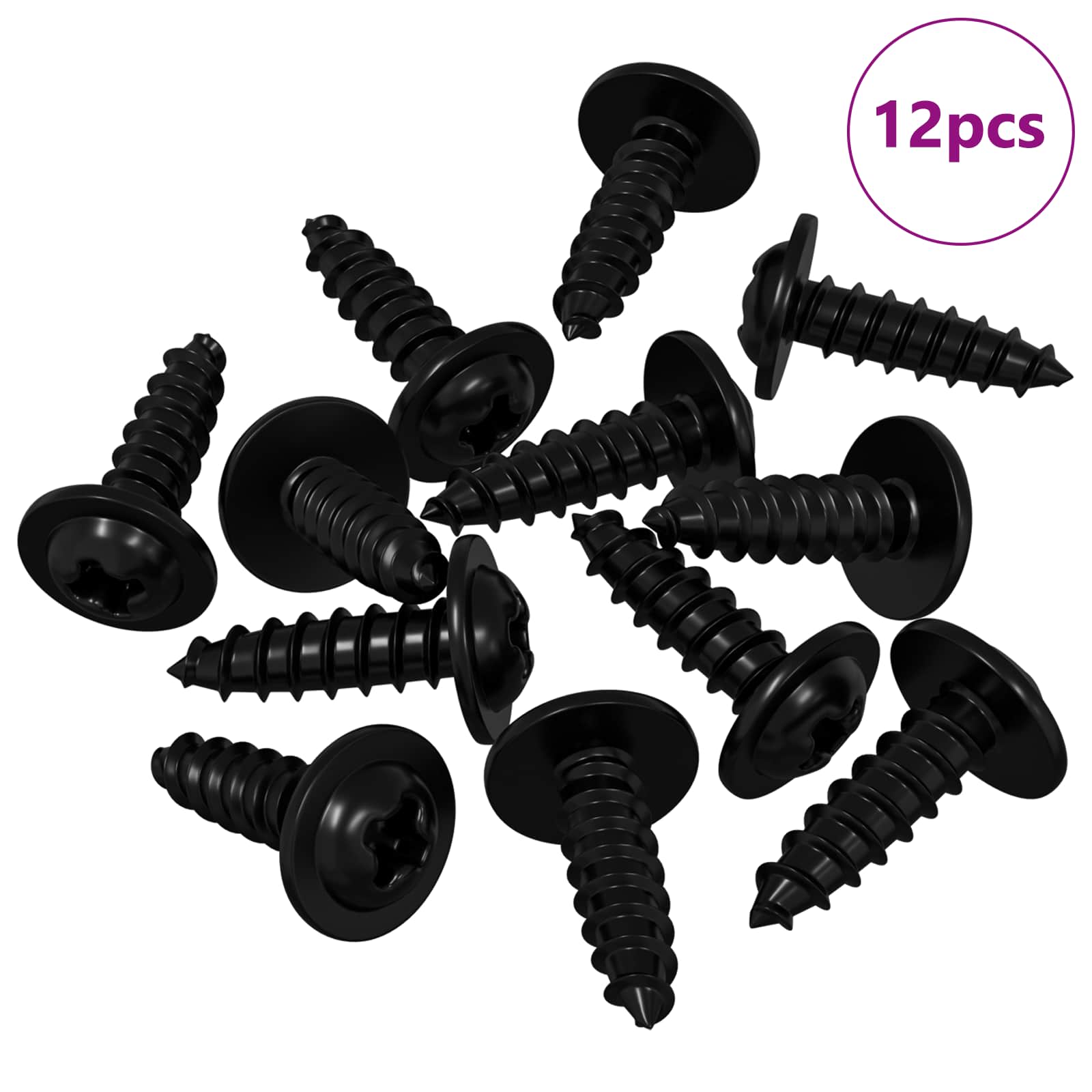 Thumbnail - vidaXL Selbstschneidender Nagel 12 pcs Schwarz 3,5 x 12 mm Eisen