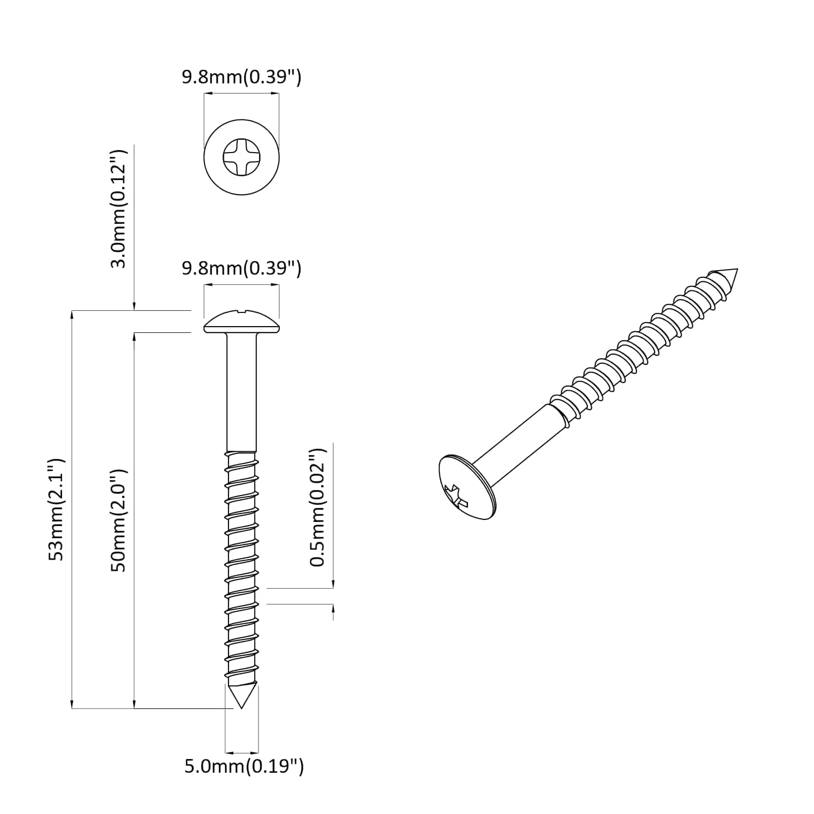 Lesen vijak 3273 pcs srebrna 9,8 x 53 mm Jeklo - slika 6