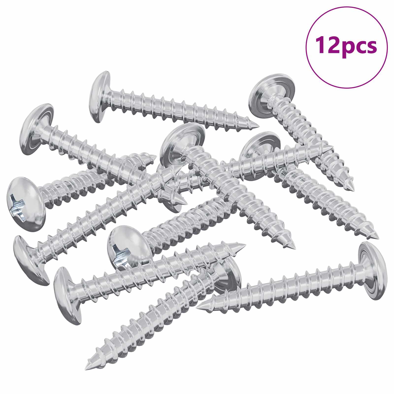 Leseni vijaki 12 pcs srebrna M4 x 25 mm Jeklo - slika 3