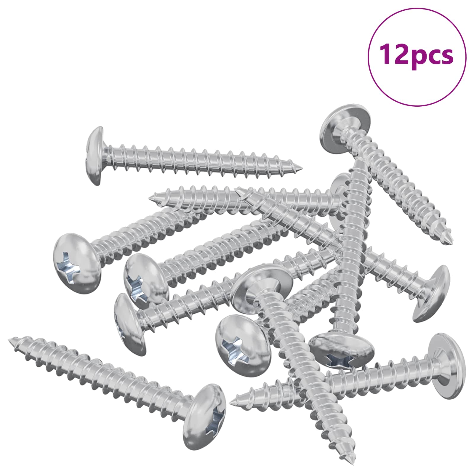 Leseni vijaki 12 pcs srebrna M4 x 28 mm Jeklo - slika 2