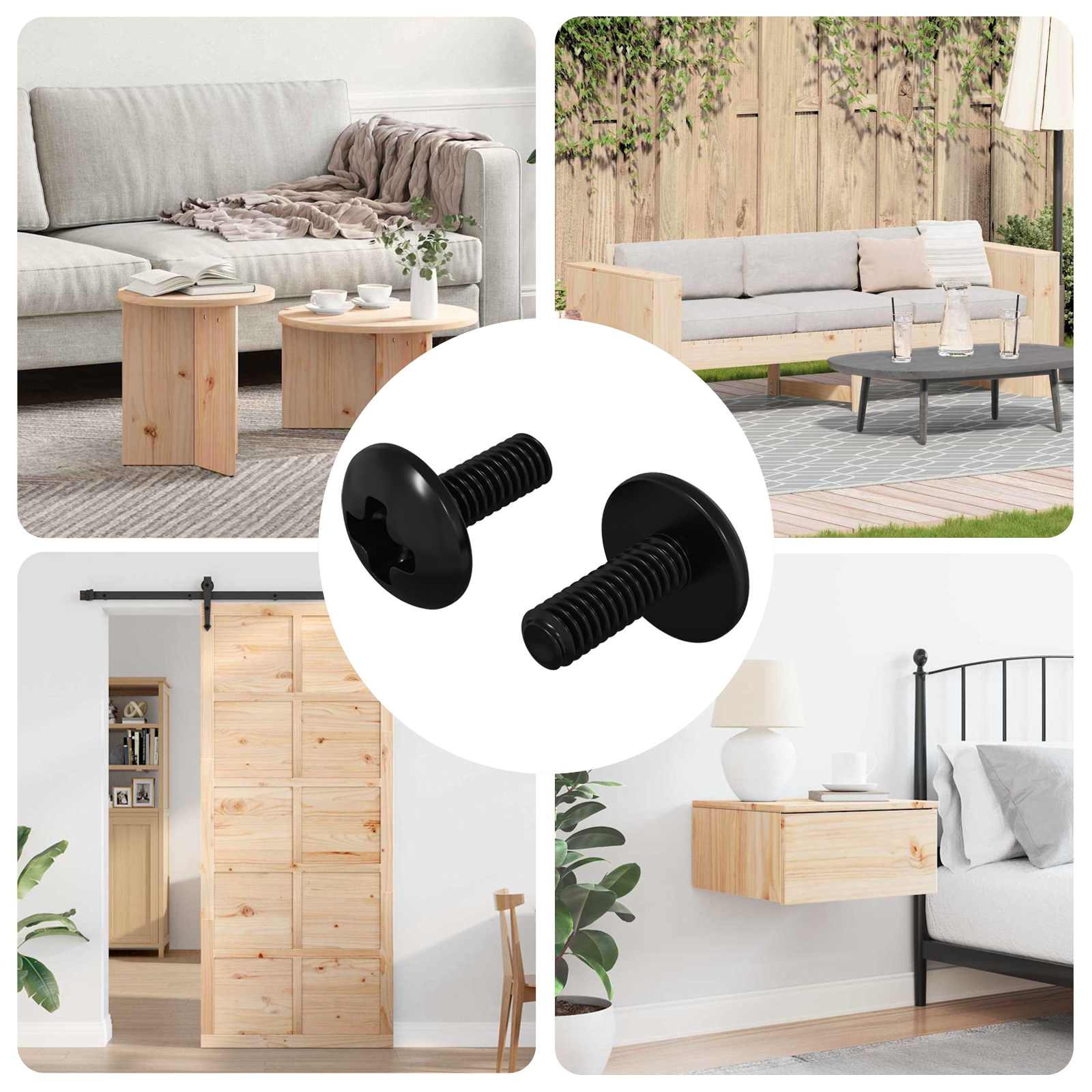 vidaXL Hülsen Schrauben 2 pcs Schwarz M4 x 10 mm Stahl