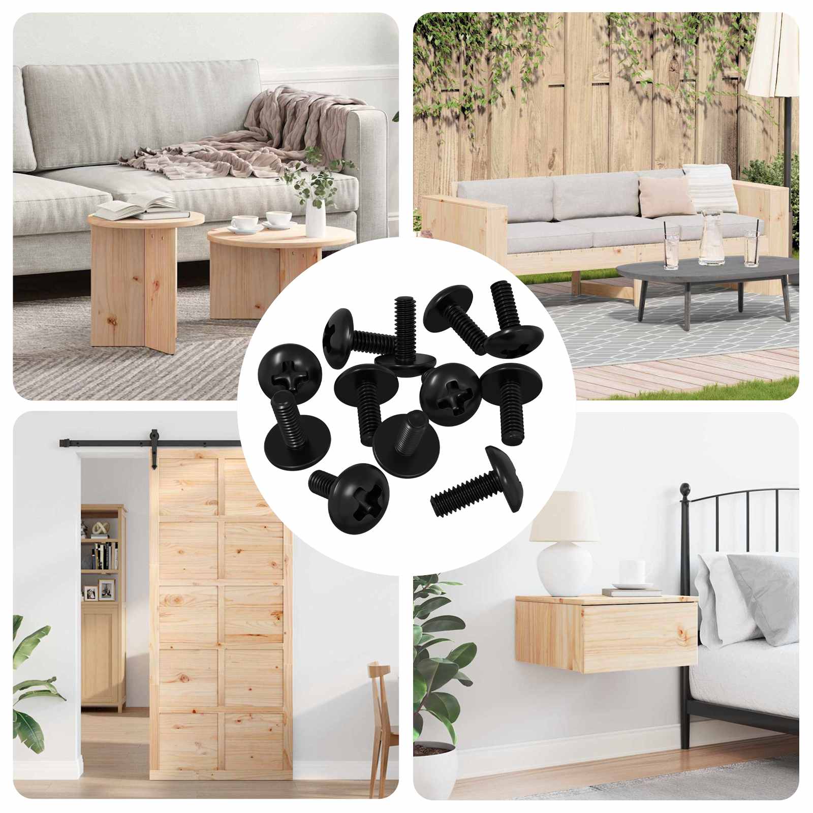 vidaXL Hülsen Schrauben 12 pcs Schwarz 9,8 x 13 mm Eisen