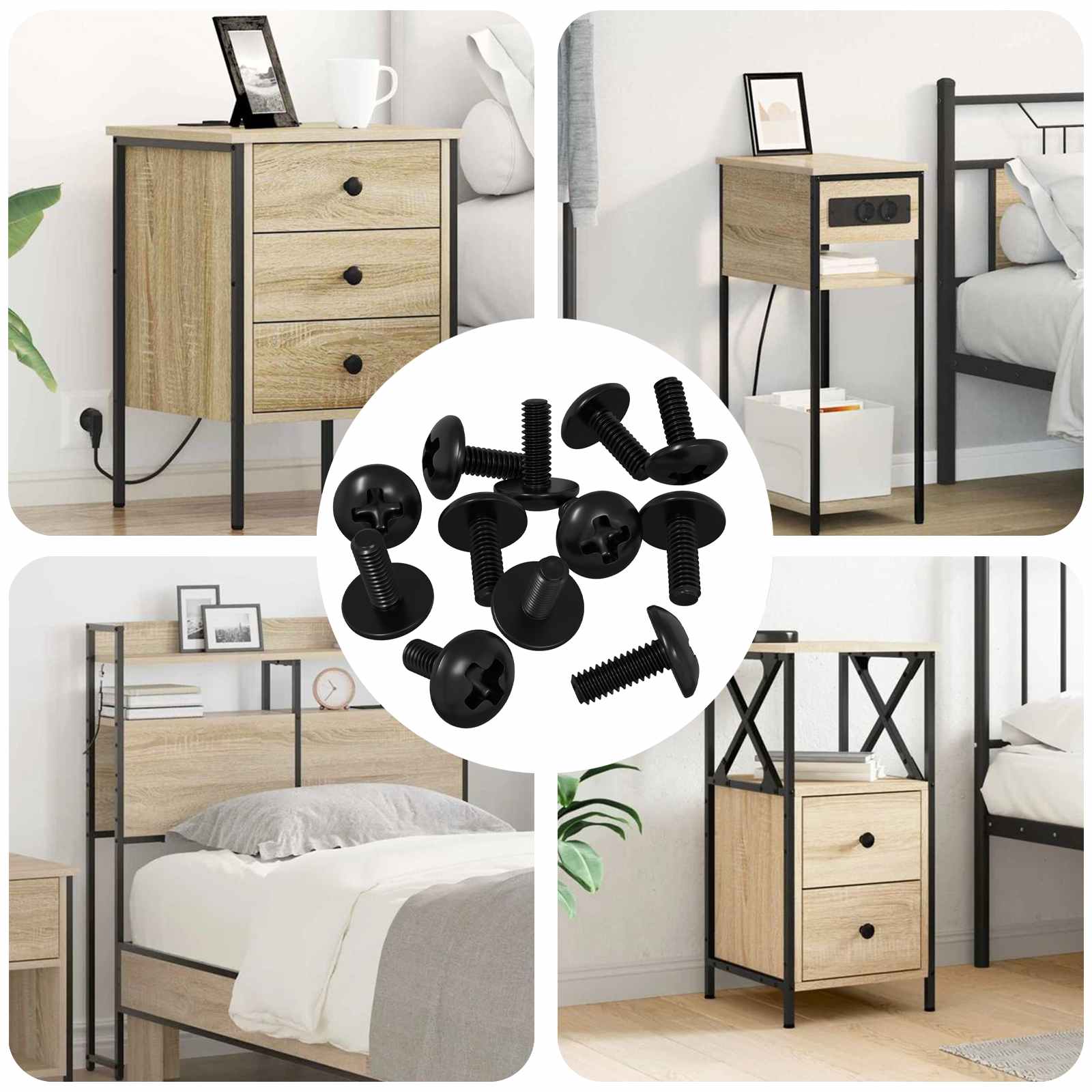 vidaXL Hülsen Schrauben 12 pcs Schwarz M4 x 10 mm Eisen