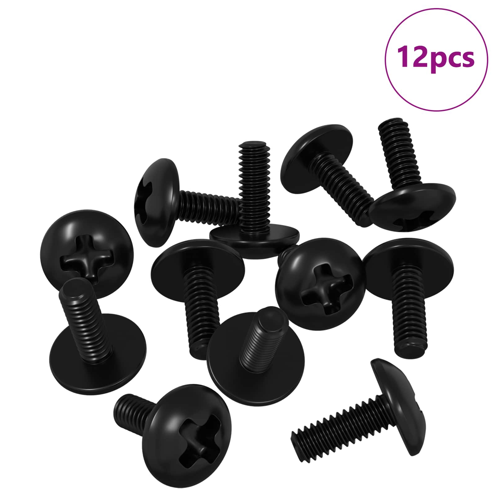 Thumbnail - vidaXL Hülsen Schrauben 12 pcs Schwarz M4 x 10 mm Eisen