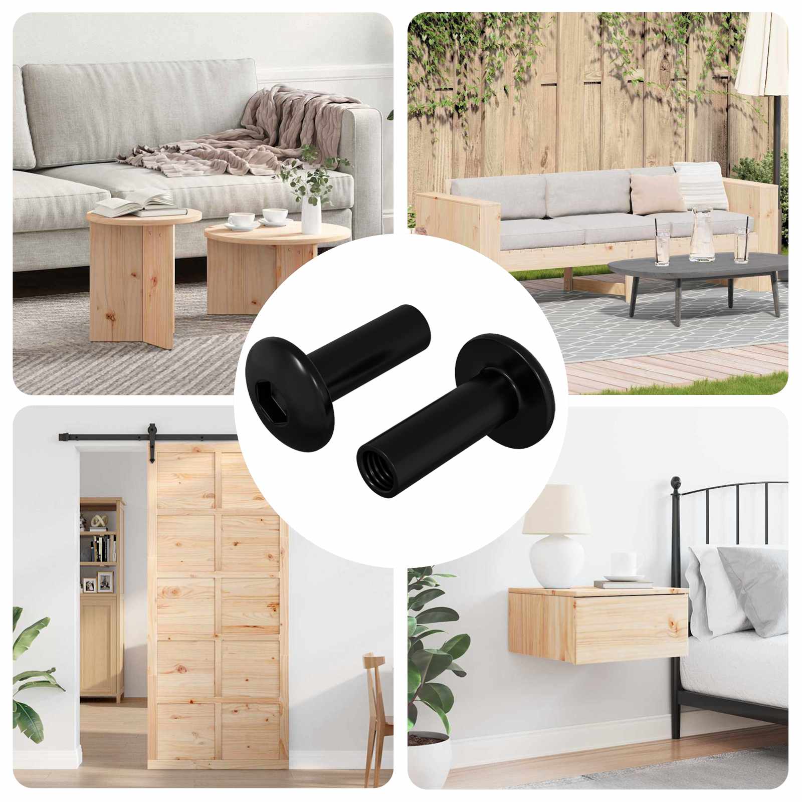 vidaXL Hülsenmuttern 2 pcs Schwarz M4 x 14,5 mm Eisen