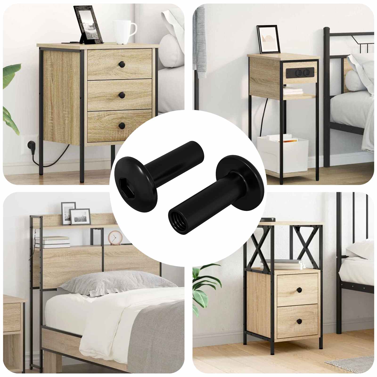 vidaXL Hülsenmuttern 2 pcs Schwarz M4 x 14,5 mm Eisen