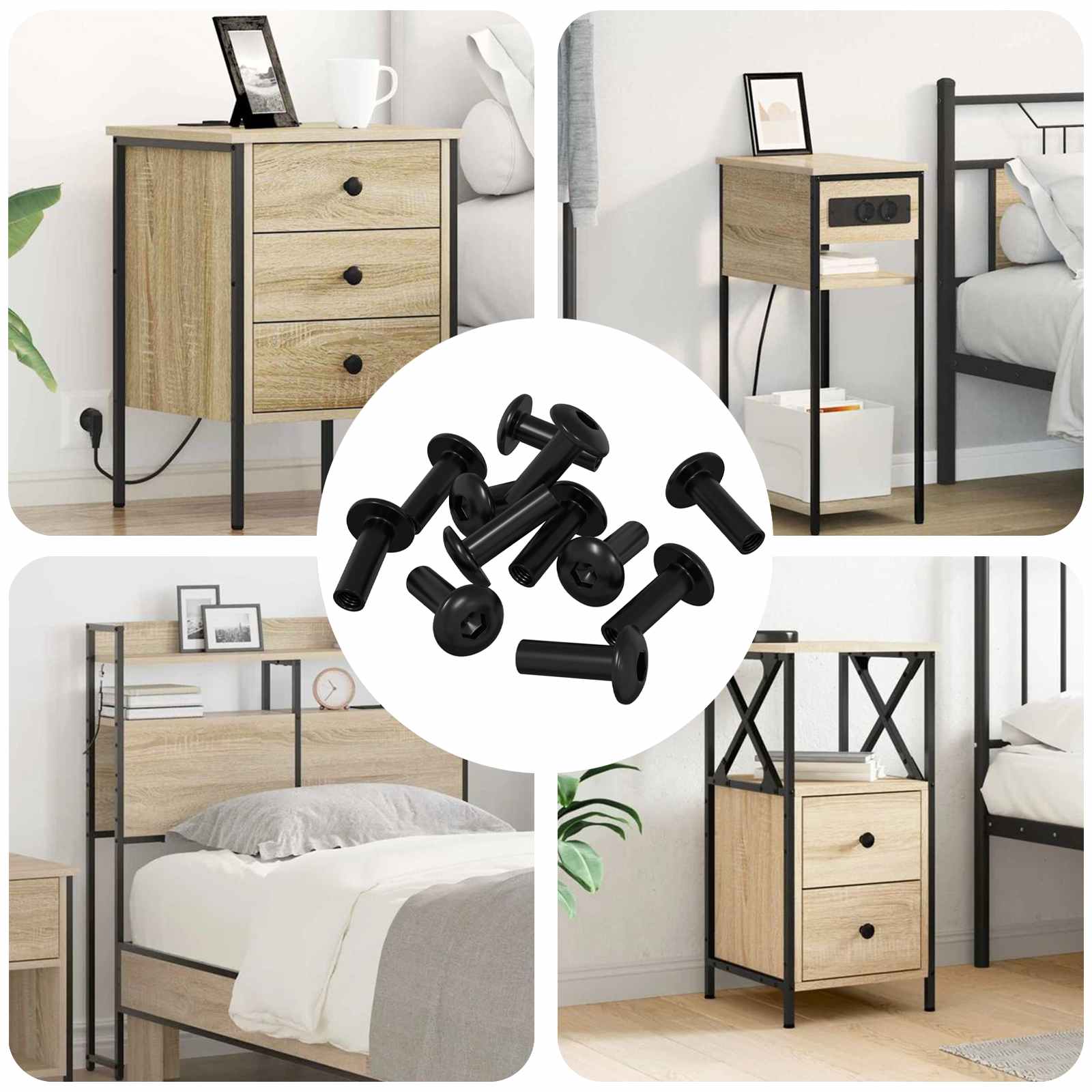 vidaXL Hülsenmuttern 8451 pcs Schwarz Eisen