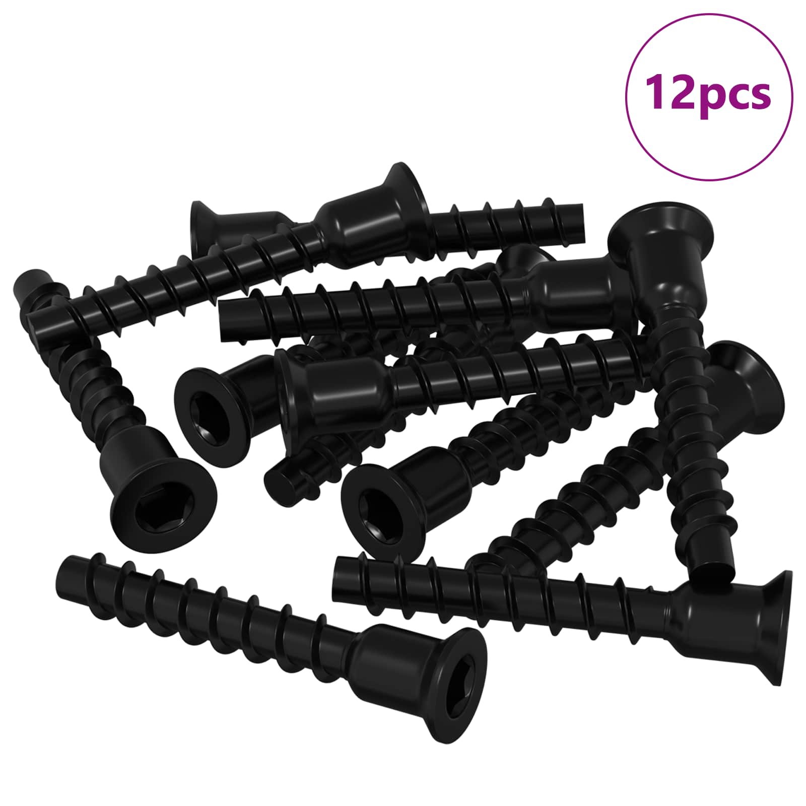 Vijačna kapa 12 pcs Črna 7 x 40 mm elezo - slika 2