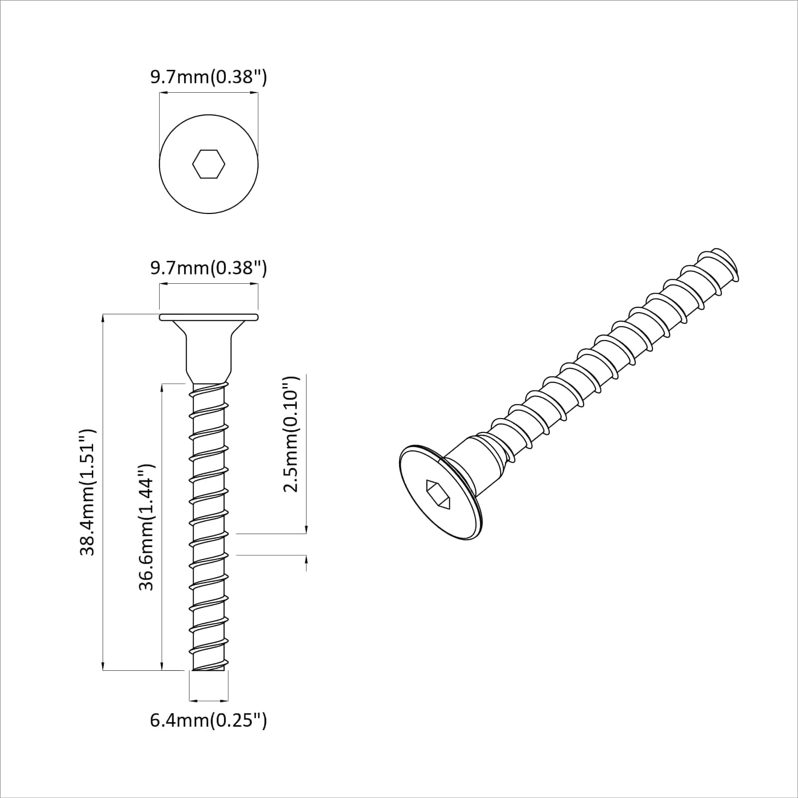 Vijačna kapa 12 pcs Črna 7 x 40 mm elezo - slika 6