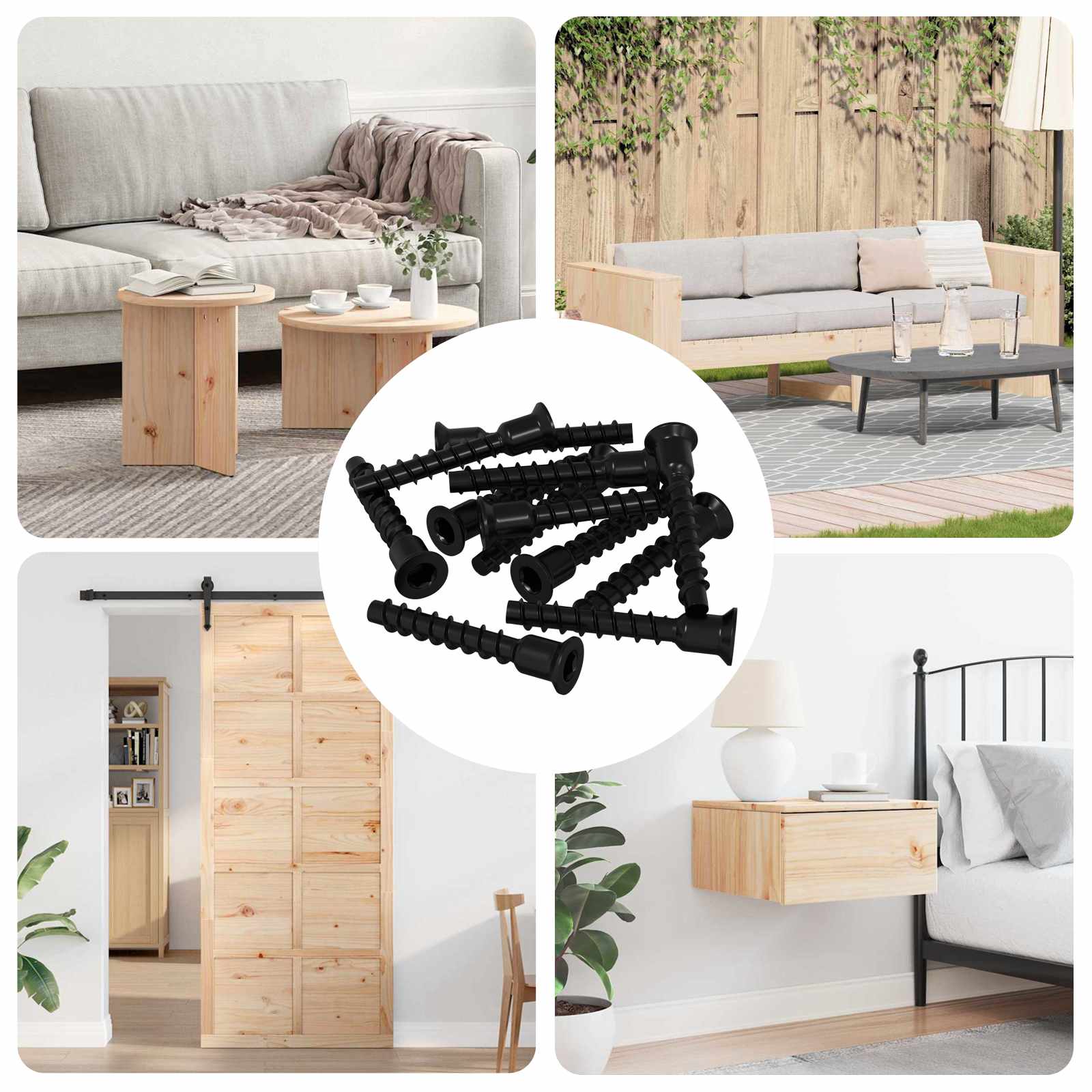 vidaXL Steckkappen-Schraube 3072 pcs Schwarz 10 x 40 mm Eisen