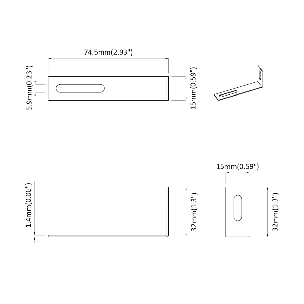 Anti-tip beslag 1268 Sølv 74,5 x 15 x 32 mm Jern - Billede 8