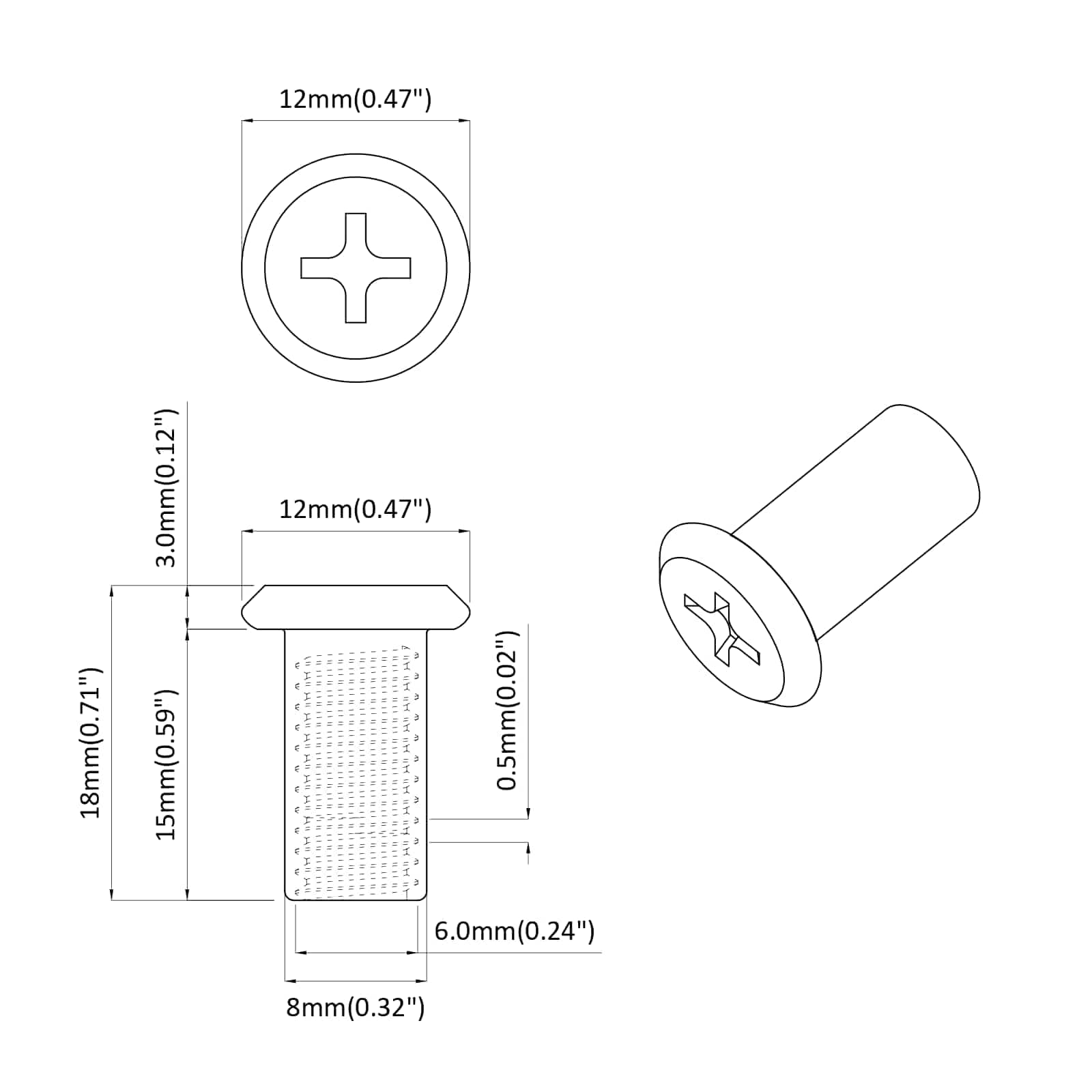 Zaklepna matica 2 pcs srebrna M6 x 15 mm Jeklo - slika 6