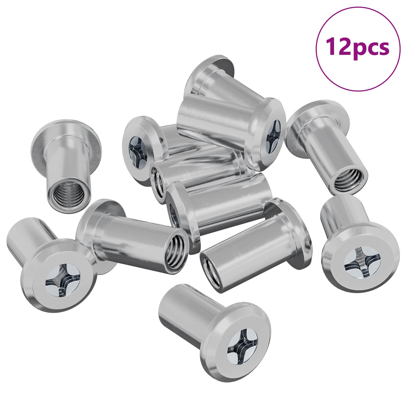 Thumbnail - vidaXL Sicherungsmutter 12 pcs Silber M6 x 15 mm Stahl