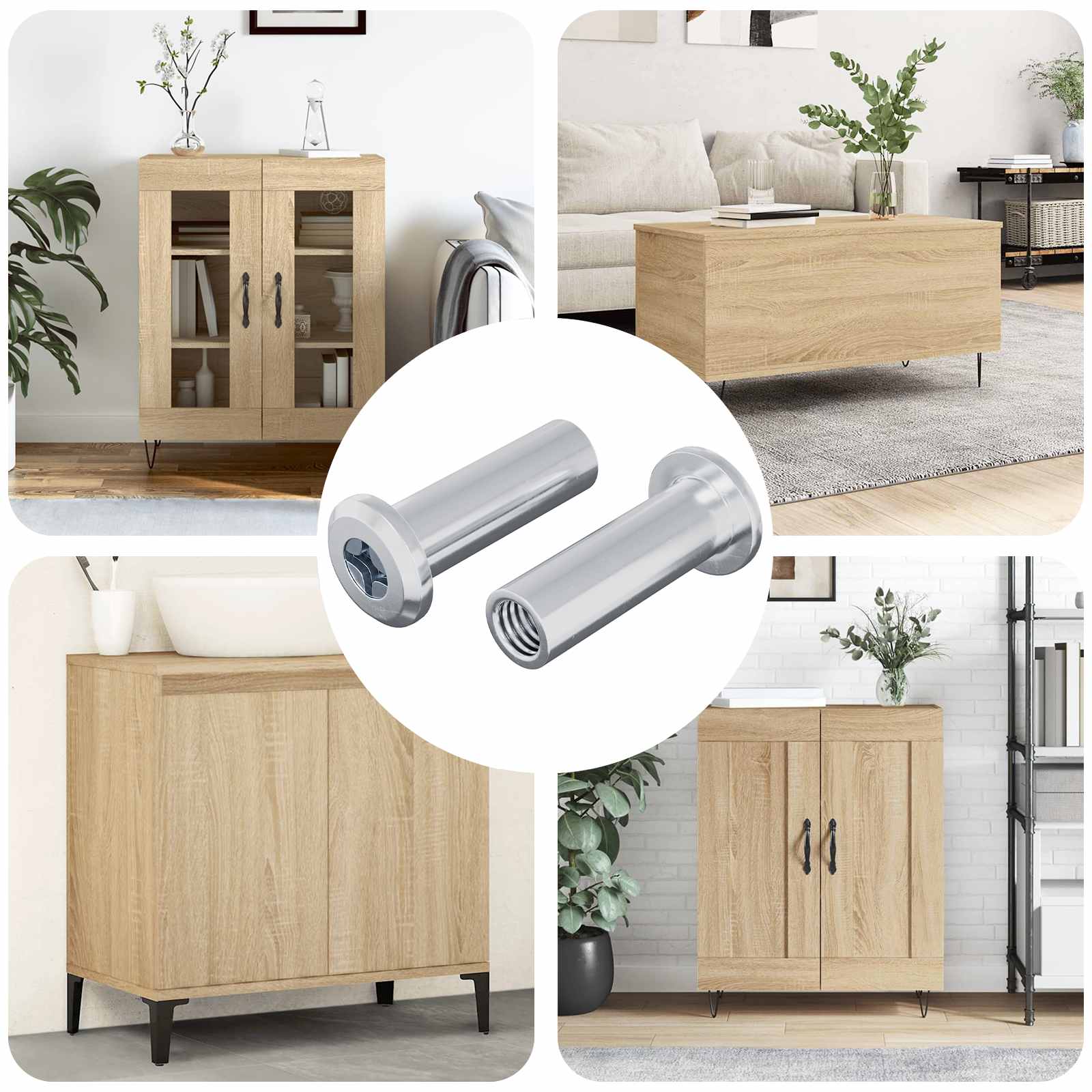 vidaXL Sicherungsmutter 2 pcs Silber M6 x 15 mm Stahl