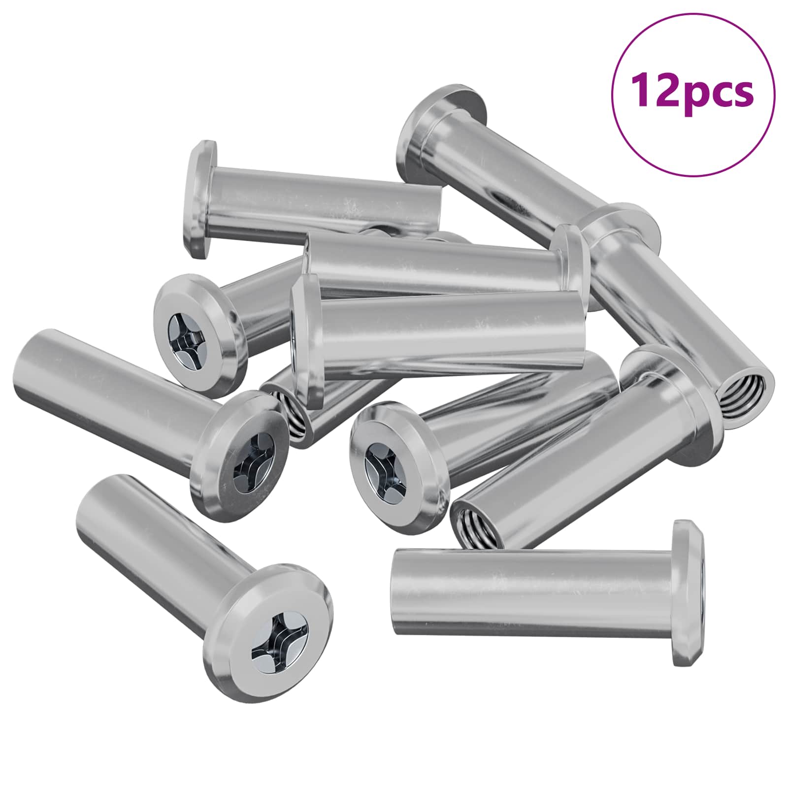 Thumbnail - vidaXL Sicherungsmutter 12 pcs Silber M6 x 15 mm Stahl