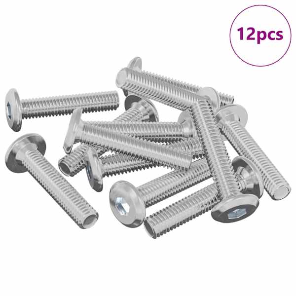 vidaXL Lukustus Kruvi &Uuml;ksv&auml;rviline 12 tk H&otilde;bedane M6 x 30 mm Teras