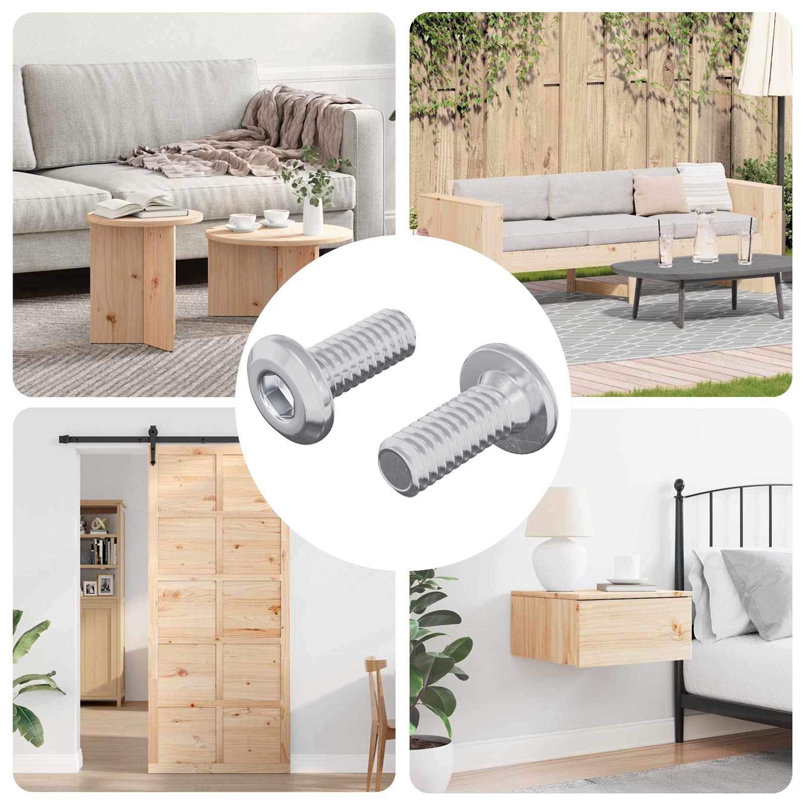 vidaXL Șurub cu Prindere 2 pcs Argintiu M6 x 15 mm Oțel