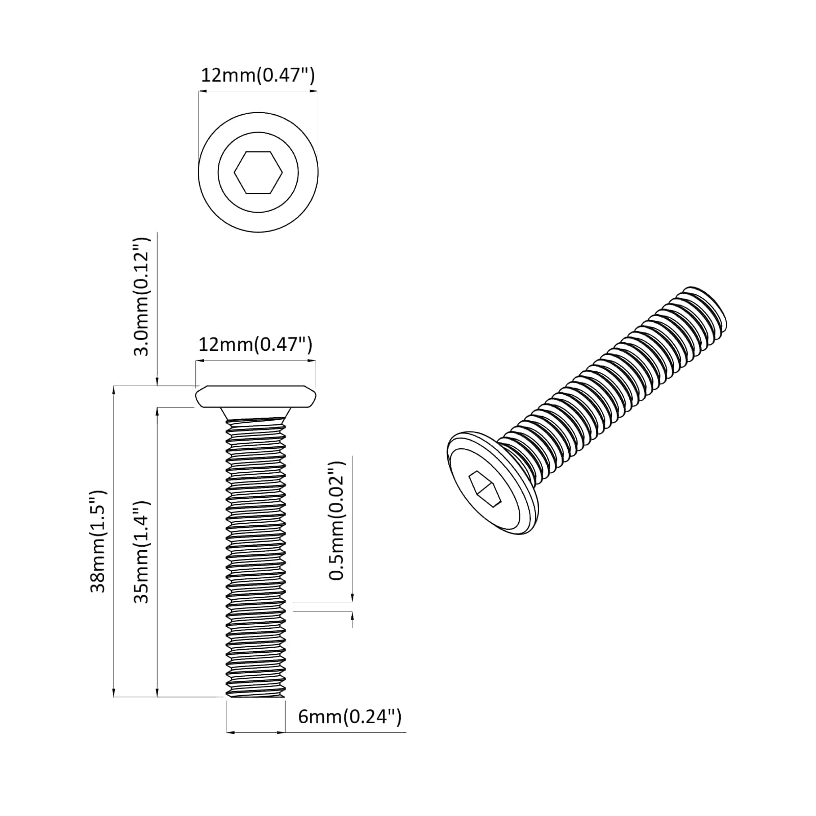 Galvas bloķēšanas skrūve 2514 pcs Sudraba Tērauds