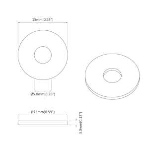 vhodné pro ploché podložky 12 pcs Černá ∅15 x 3 mm - obrázek 6