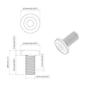 Šroub 2 pcs Stříbrná 8 x 25 mm Ocel - obrázek 6