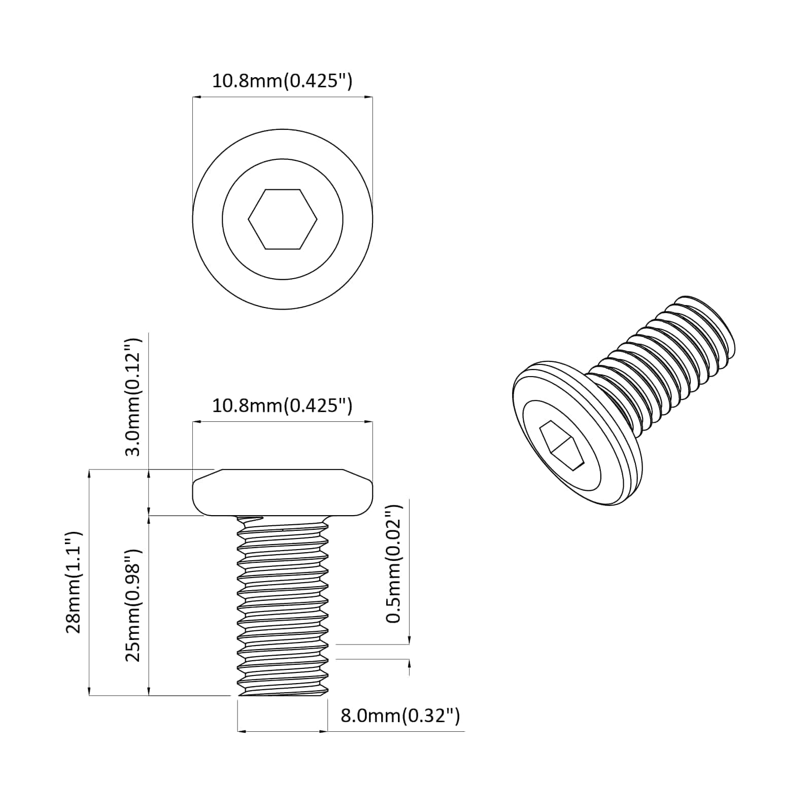 Vijak 12 pcs srebrna 8 x 25 mm Jeklo - slika 6