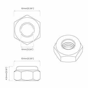 Matice 12 pcs Stříbrná M6 x 10 mm Železo - obrázek 7