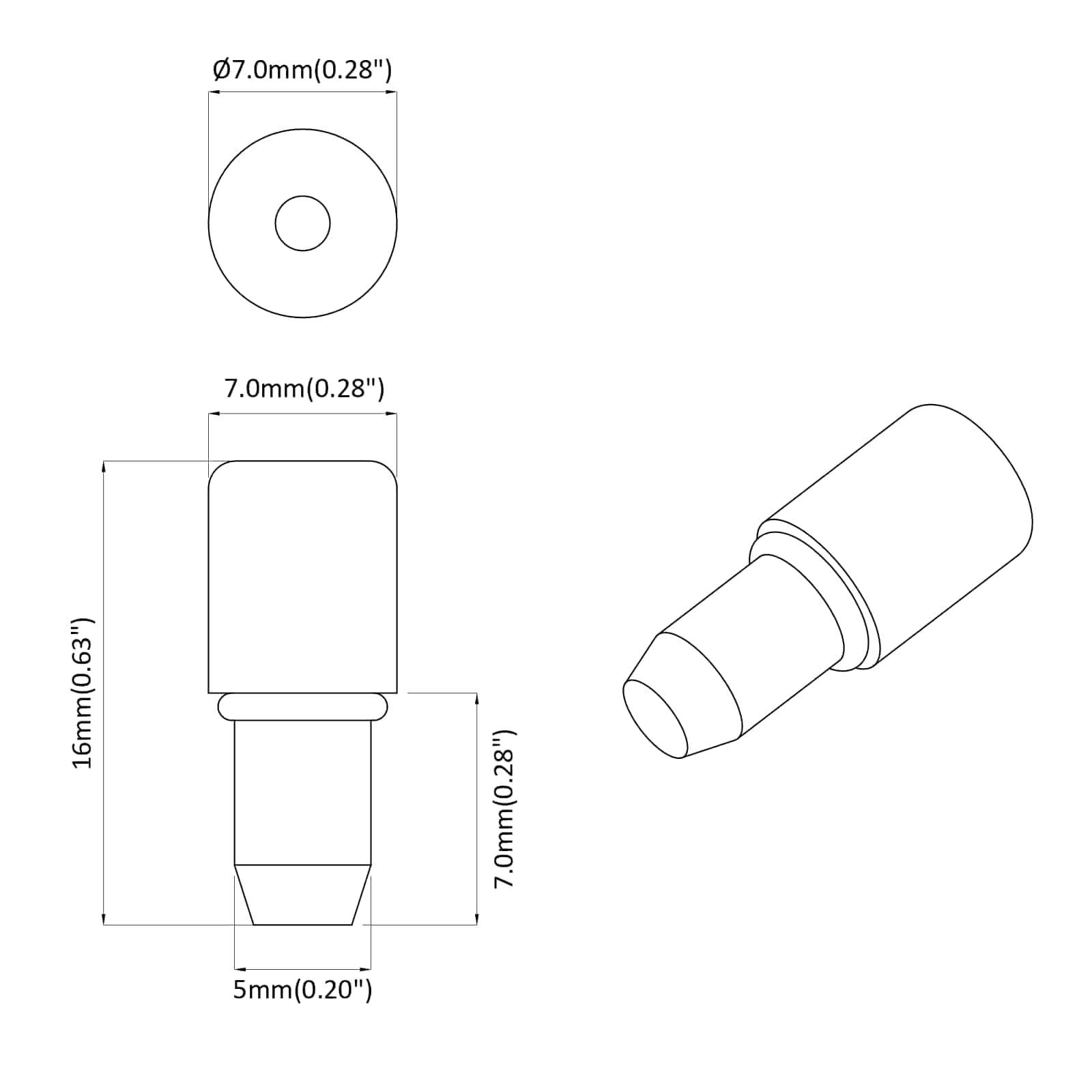 Plauktu stiprinājums 12 pcs Sudraba 7 x 16 mm Dzelzs